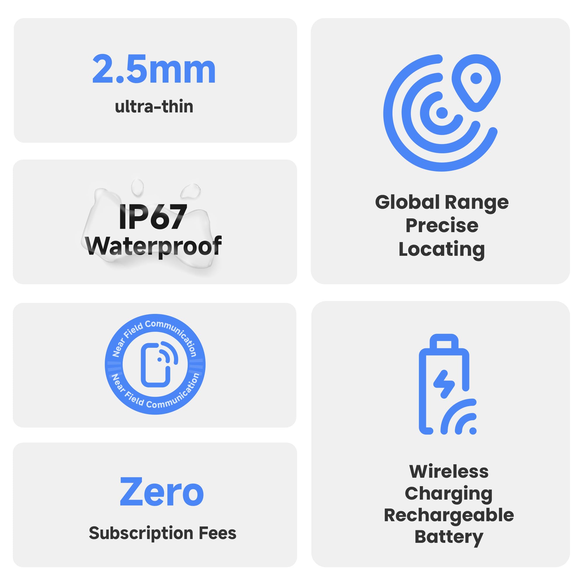 MiLi MiCard Localizador para iOS & Android, Etiqueta de rastreo Inteligente Recargable inalámbricamente con Tarjeta de presentación Digital NFC, para Cartera, Pasaporte, Maleta
