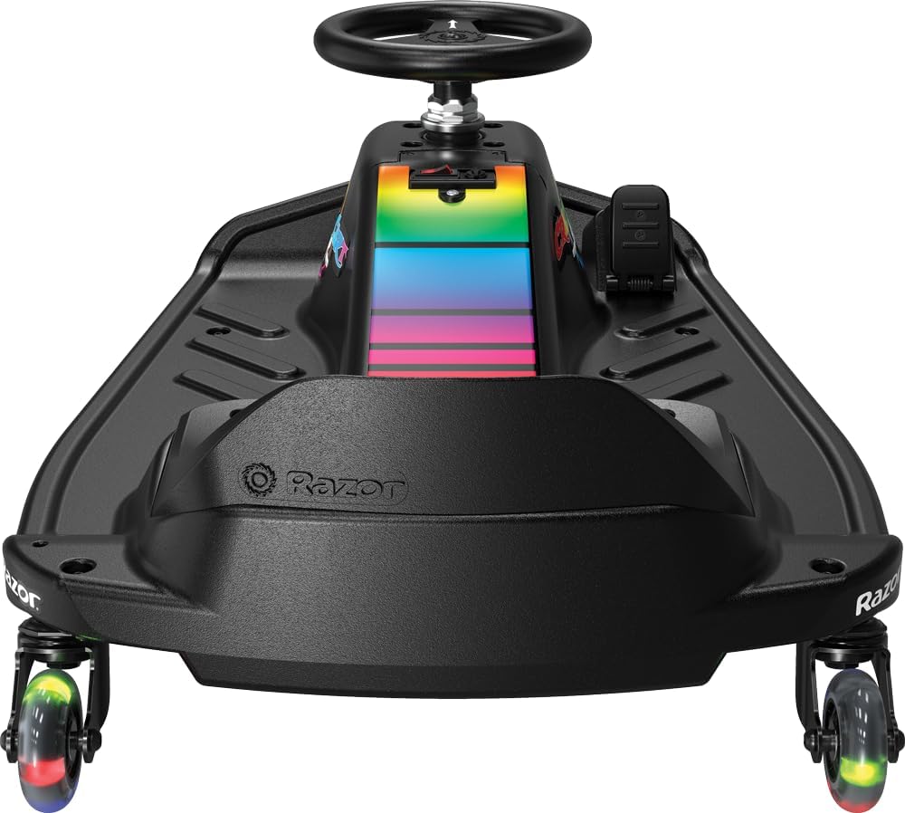 Crazy Cart Shift Lightshow Drifting Go Kart for Kids by Razor Multicolor LED Lights, Power Core Hub Motor, Variable Speed Foot Pedal