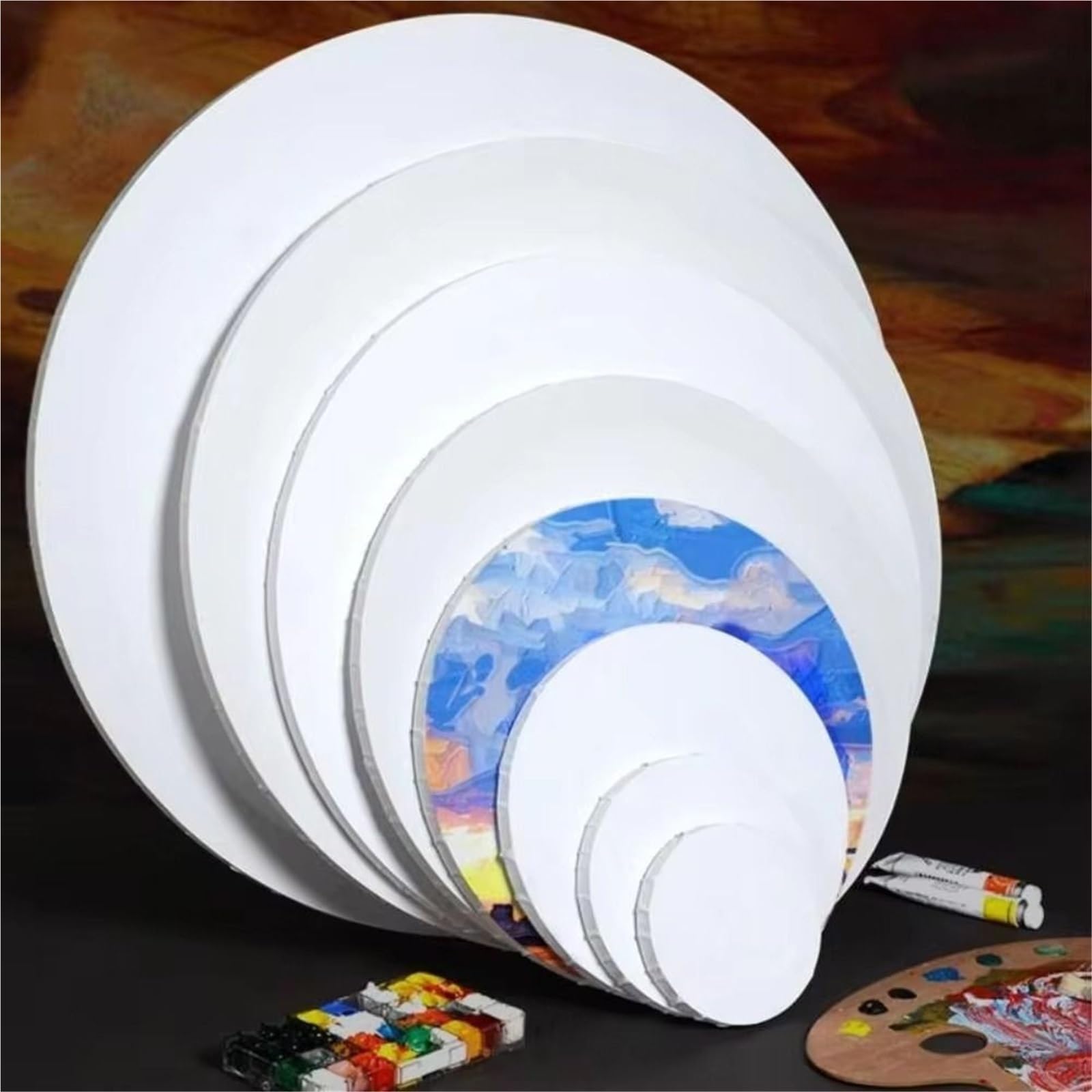 6 Stück 20/30 cm runde Leinwand-Maltafeln Für DIY