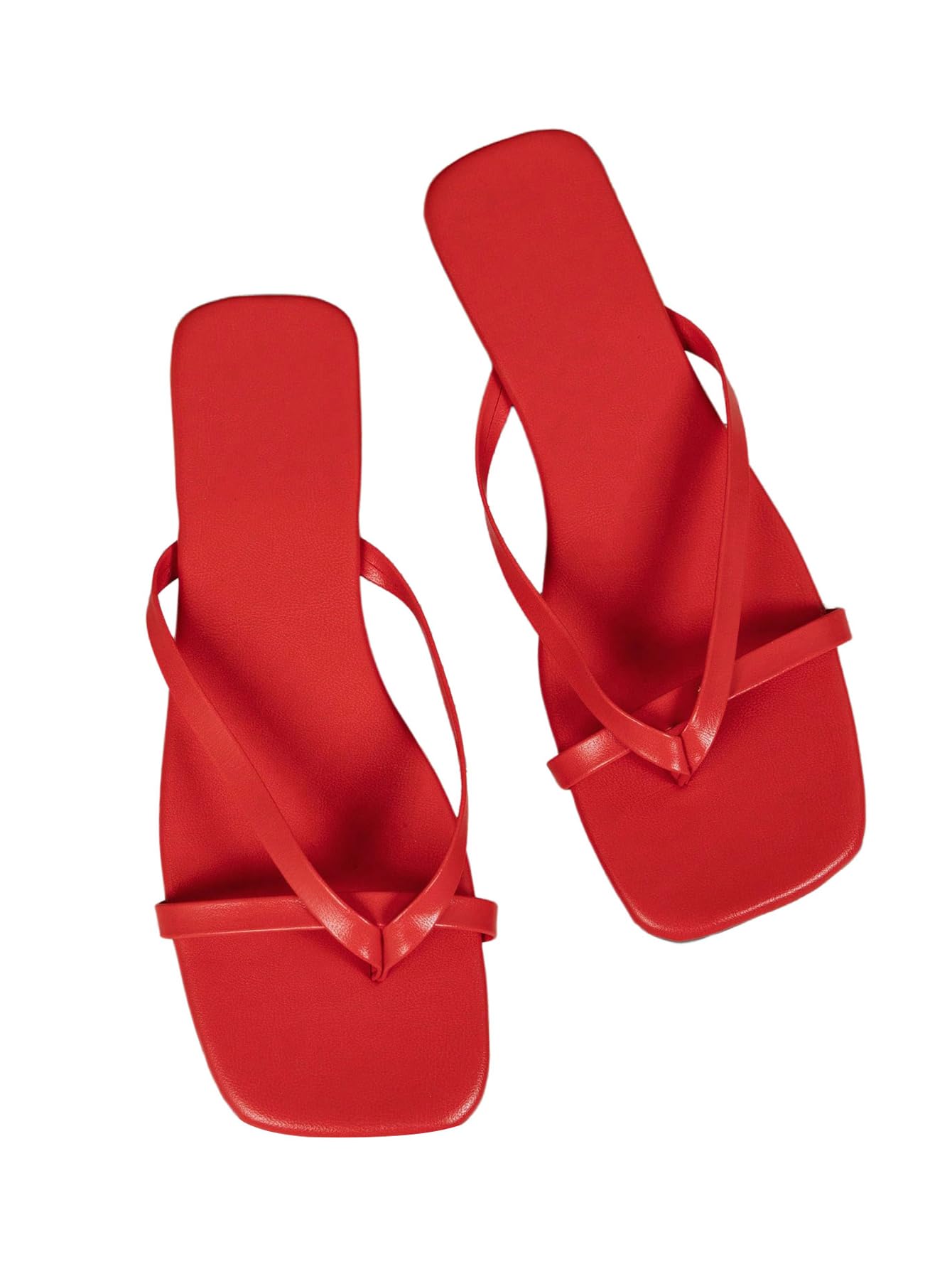 GORGLITTER Women's Square Toe Strappy Flat Sandals Flip Flops Dressy Shoes