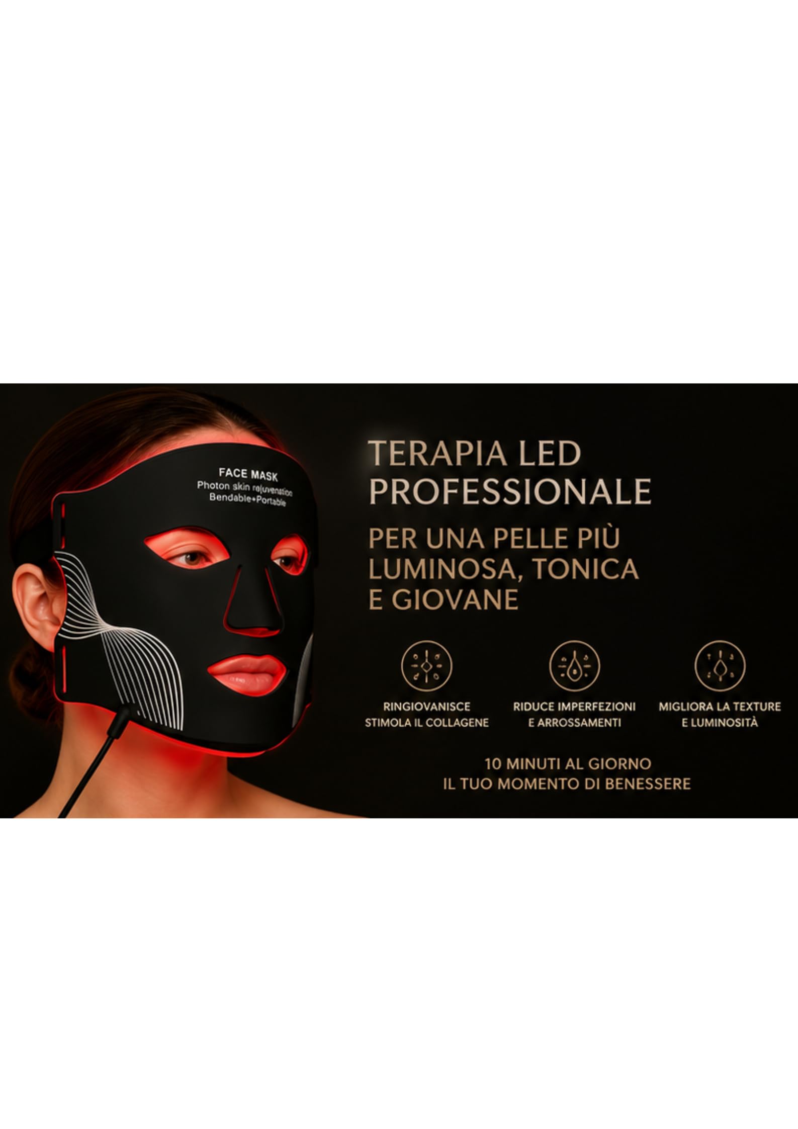 LED Mask – Maschera Led 7 colori - Ringiovanimento della pelle, Rimozione delle rughe, stimolazione del collagene