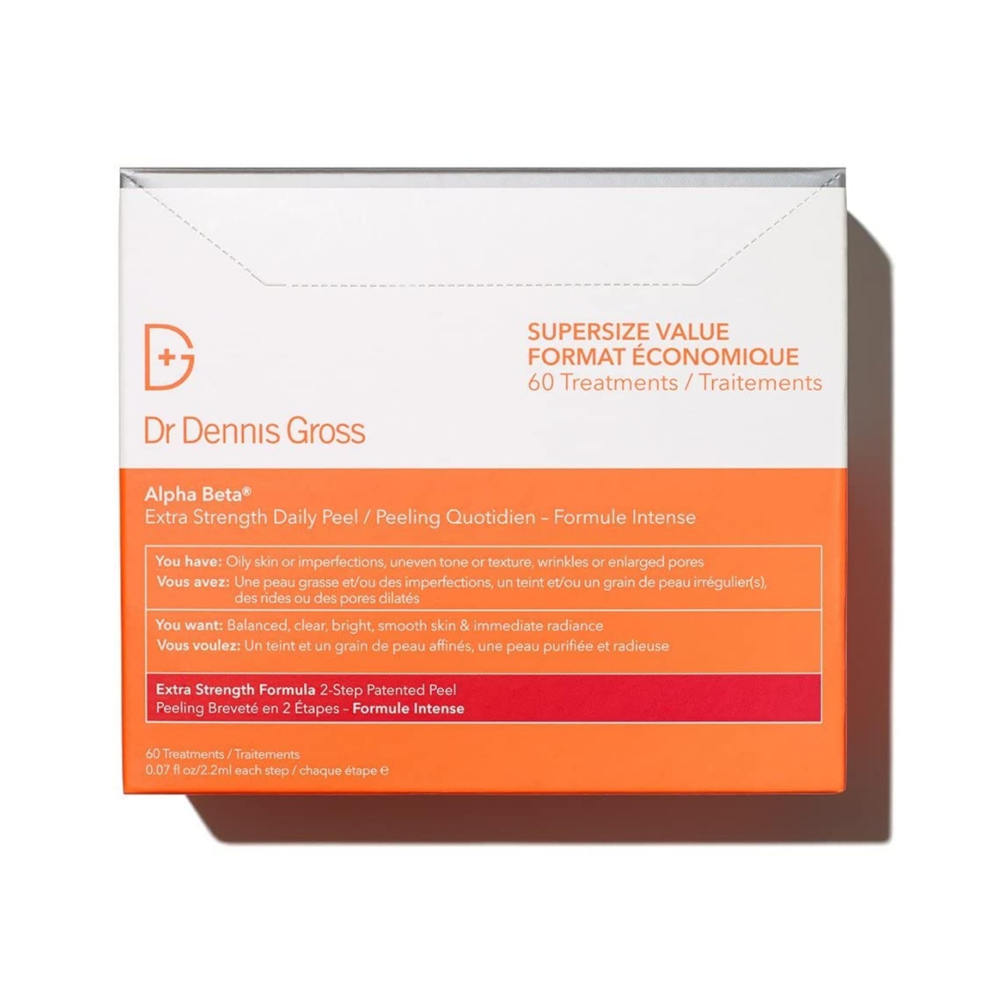 Dr. Dennis Gross Alpha Beta Extra Strength Daily Peel – 2-Step Exfoliating Pads for Enhanced Anti-Aging, Smoother Skin, and Radiant Complexion, 60 Treatments