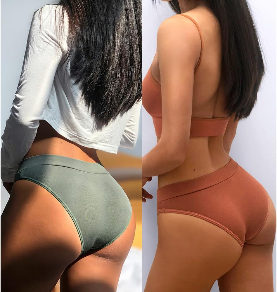 Ribbed Cotton Women Bikini Panties No Show Briefs Underwear Low Waist Sports Stretch Fitness 3-Pack - Image 6