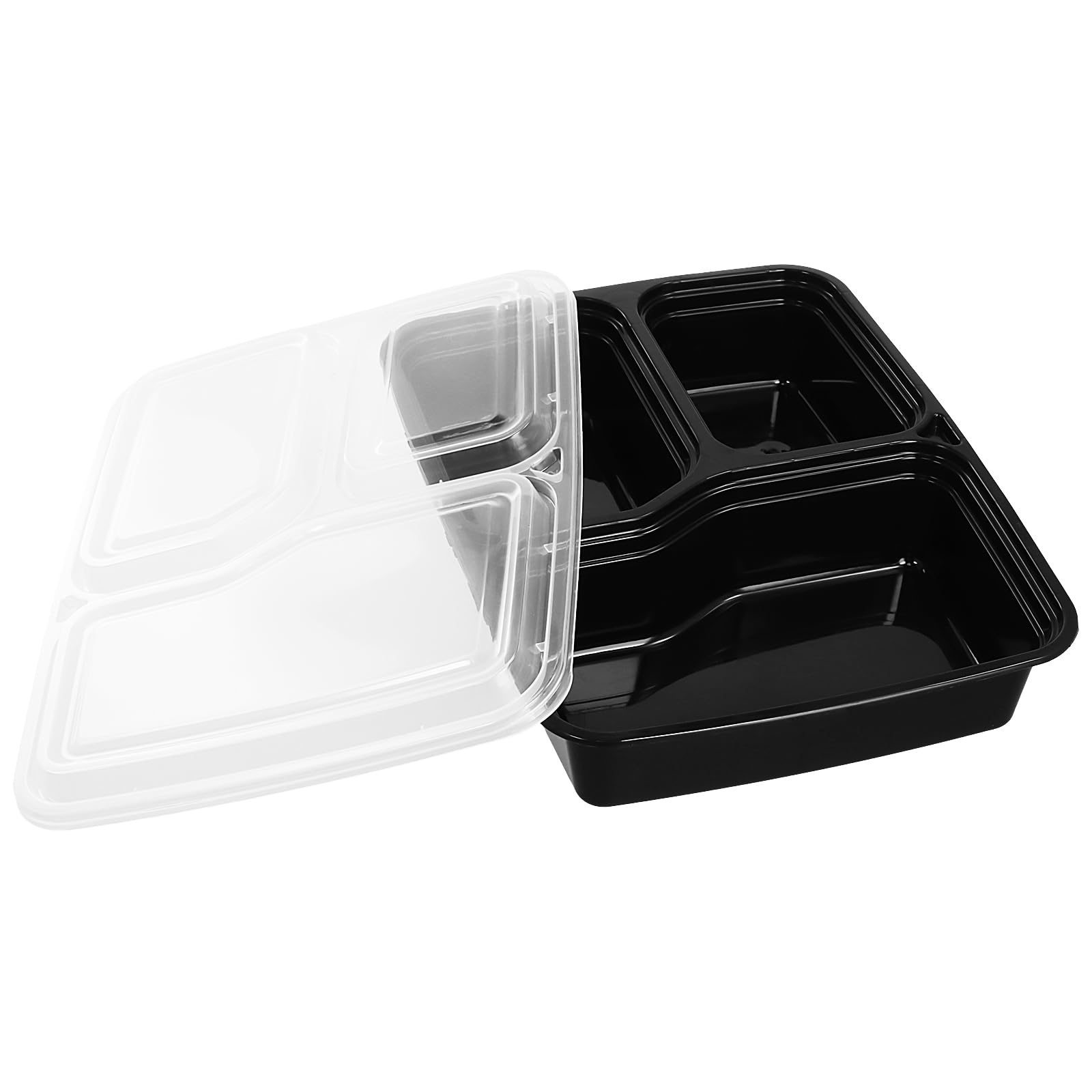 JEUIHAU Confezione da 40 contenitori per la preparazione dei pasti a 3 scomparti, vassoi in plastica per alimenti con coperchi ermetici, vassoi impilabili per alimenti, adatti a microonde, congelatore