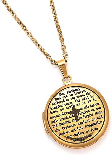 Miniatura 7 de Medallón religioso de la Biblia, que puede contener imágenes, grabado en inglés, señores bíblicos, oración, oración, collar de cruz de oración