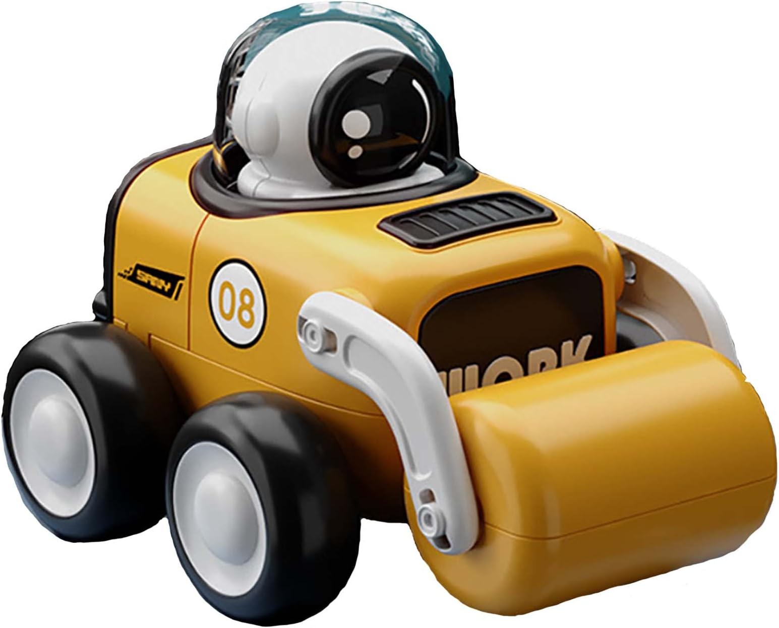 MiLike Simulation Mini Engineering Vehicle For Kids,Press To Drive,Excavators,Bulldozers,Road Rollers,Grabbers,Gifts For Kids (Road roller(with Whistle))