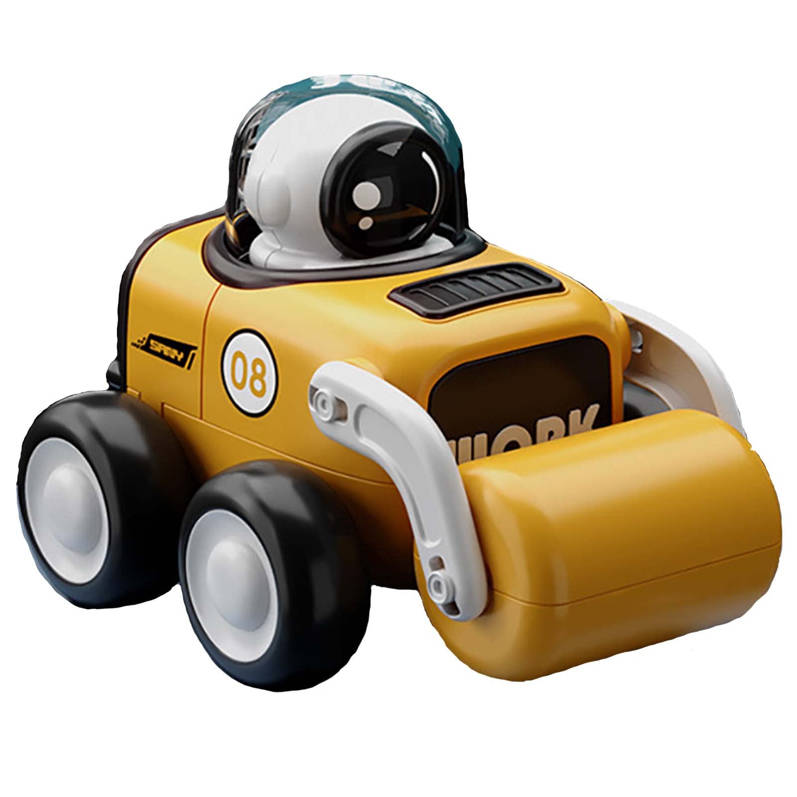 MiLike Simulation Mini Engineering Vehicle For Kids,Press To Drive,Excavators,Bulldozers,Road Rollers,Grabbers,Gifts For Kids (Road roller(with Whistle))