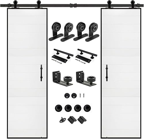 Vista 28 de S&Z tophand® Puerta de granero marrón de 20 pulgadas x 84 pulgadas con kit de herramientas corredizas de 5 pies, marco de acero inoxidable de 20 a