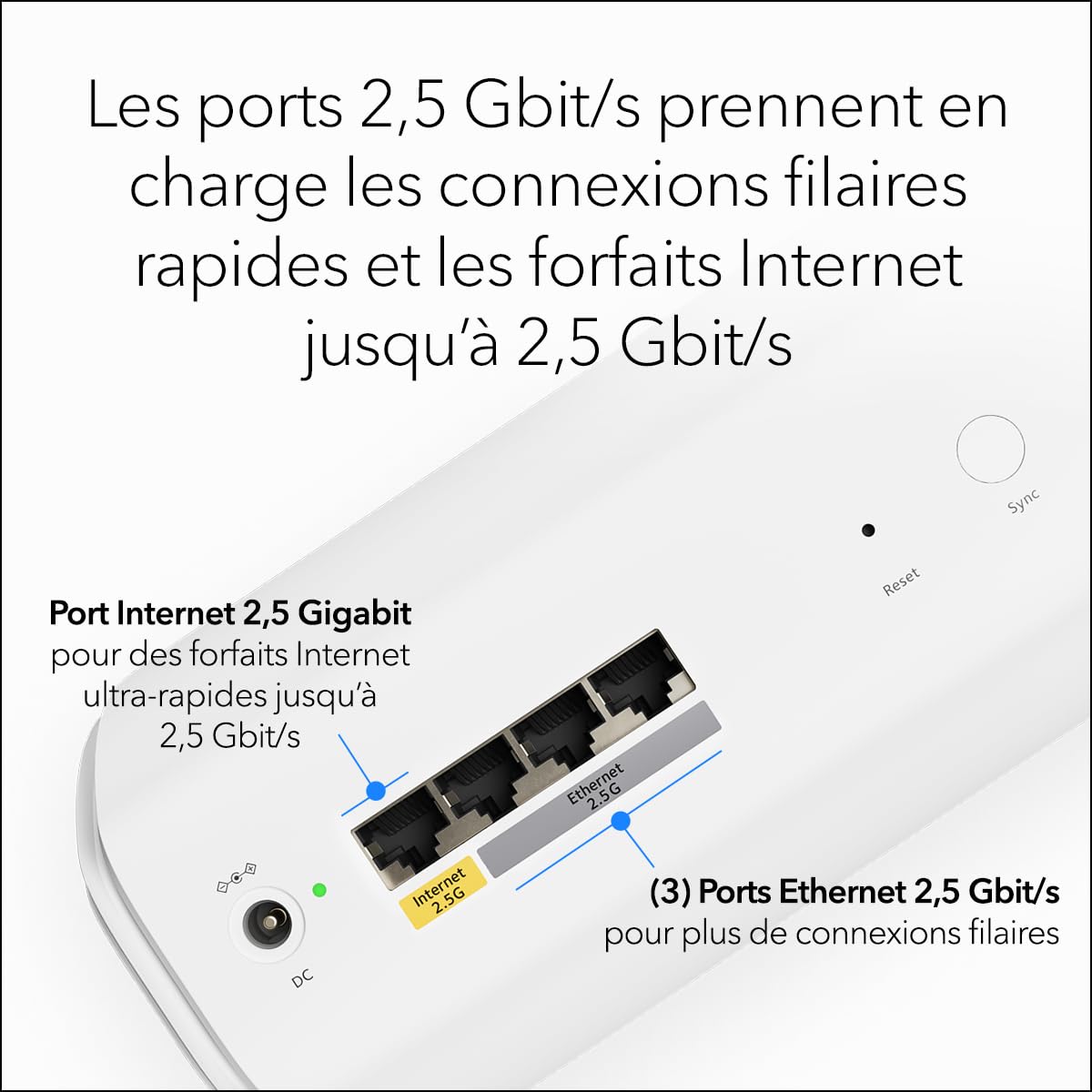 NETGEAR Orbi, Système Mesh WiFi 7, RBE773, 3-Pack, Jusqu'à 11 Gbps, Couvre jusqu'à 540 m², 100 appareils, 2.5GB Internet Port, Tri-Band BE11000, Compatible Murs épais et Toutes Box Internet