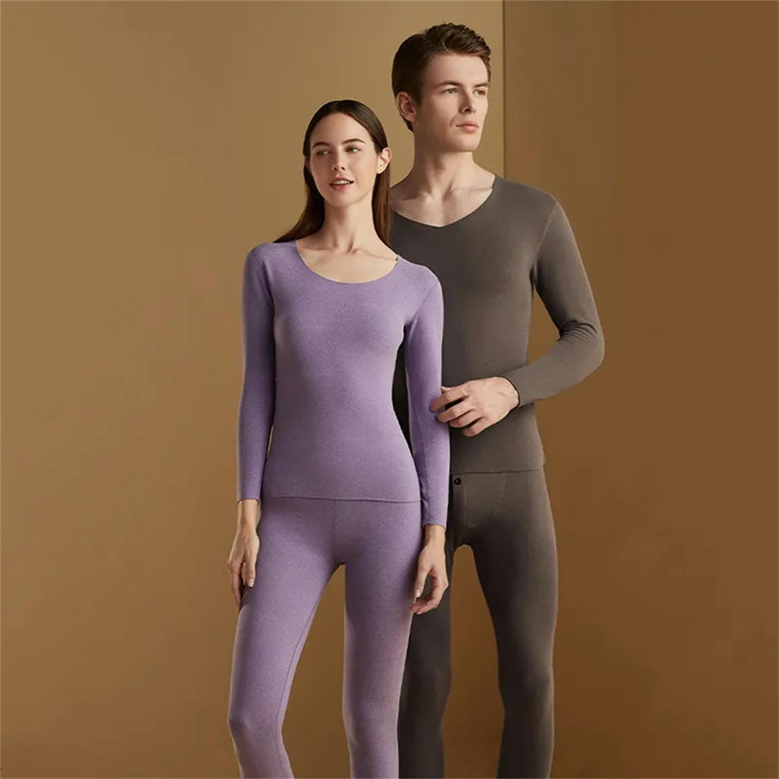 MdybF Conjuntos Térmicos para Mujer Ropa De Ropa Interior Térmica para Mujeres Ropa De Invierno Lencería Tibia para -Mujeres Moradas-L (47-55 Kg)