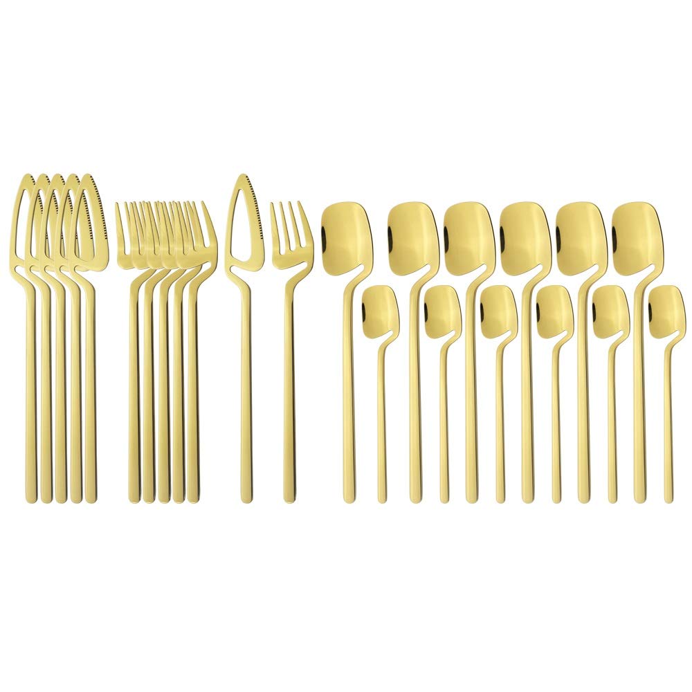 Couteaux et fourchettes de table or coffret cadeau 24 pièces