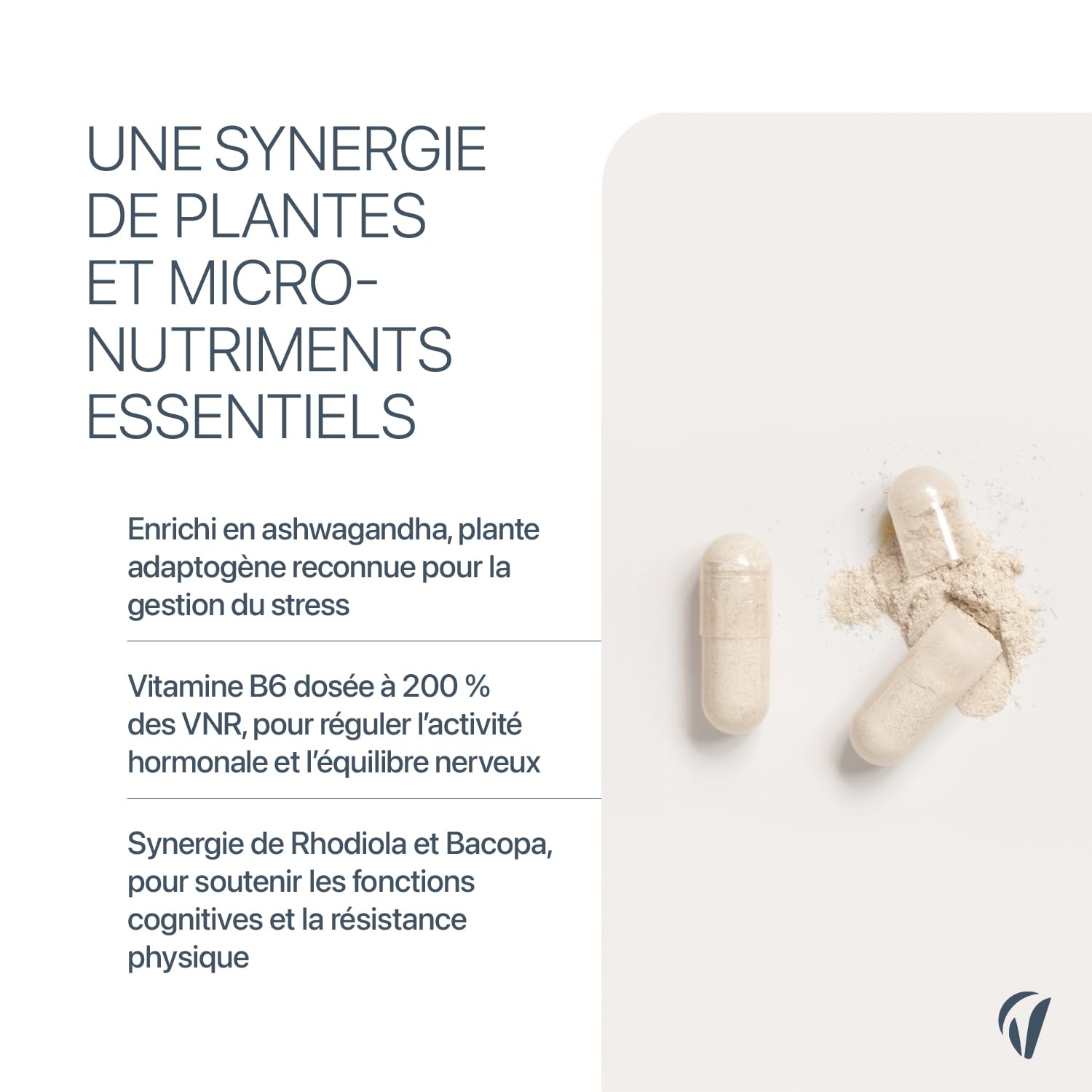 Cortisol Control – Complément anti-stress & fatigue – Ashwagandha, Rhodiola, Bacopa, L-théanine, Magnésium – 120 gélules Végan – Fabriqué en France – Vitavea