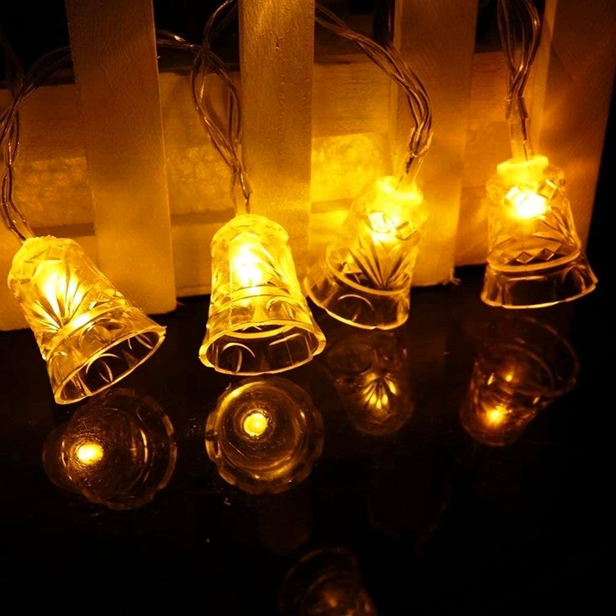 Guirlande lumineuse LED secteur et piles en fil de cuivre pour cloche et sapin