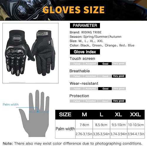 Miniatura 7 de Riding Tribe Guantes de motocicleta para hombres y mujeres, guantes de motocicleta con pantalla táctil para BMX ATV MTB, carreras de carretera,