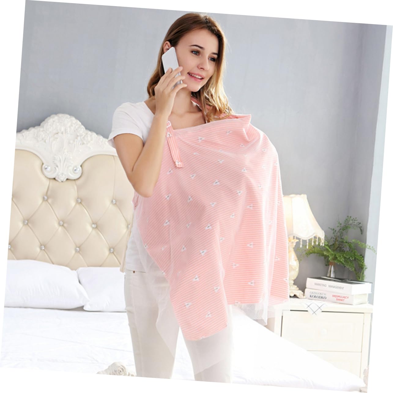 BESTonZON Nursing Cover for Breastfeeding Moms Multi-Function Feeding Cover Cotton Breastfeeding Towel Adjustable Neckline Travel Friendly