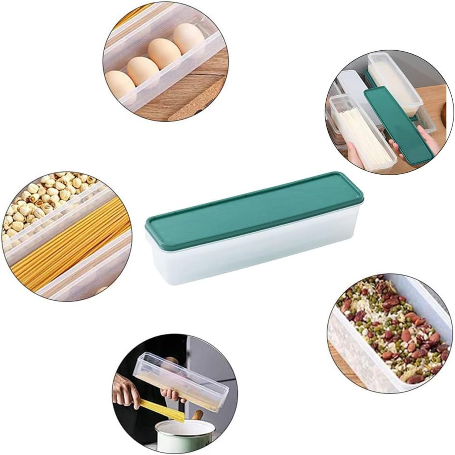 2 Pezzi Contenitori per Pasta, Contenitori Ermetici Alimenti Plastica, Scatola per Spaghetti con Coperchi, per Conservazione Cereali, Noci, Fagioli
