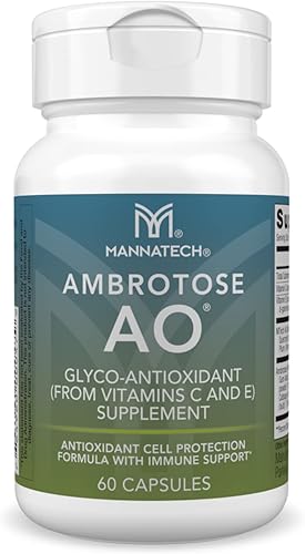 Mannatech Ambrotose AO 60 cápsulas cargadas con vitamina C y vitamina E. Ayuda al cuerpo contra los radicales libres. Suplemento de apoyo