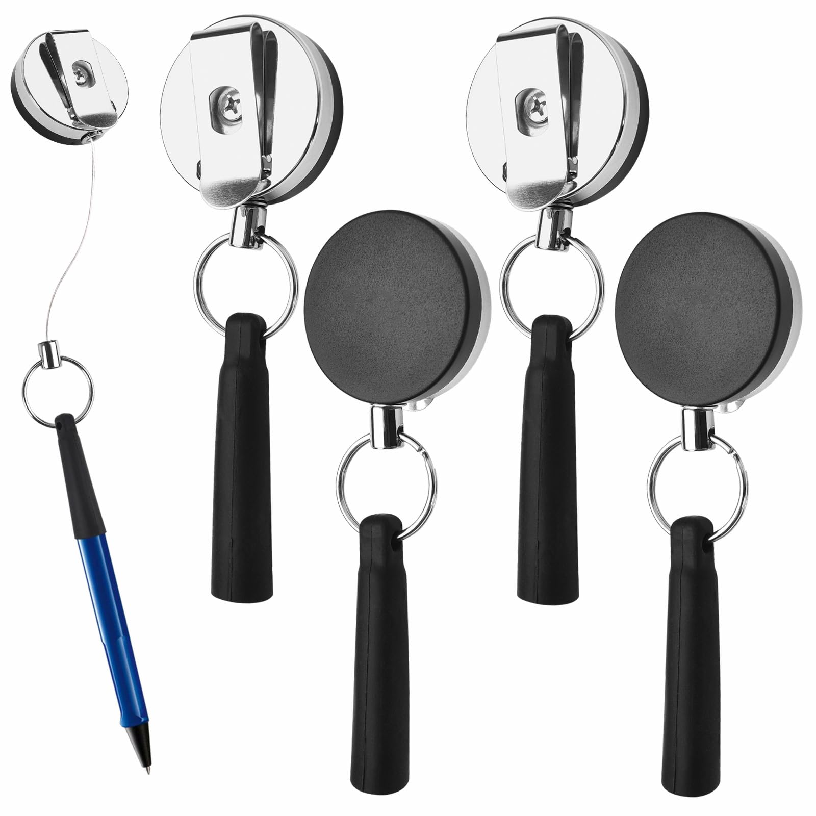 Befun 4 Pack Heavy Duty Retractable Pull Pen Pencil Holder, Ideal Grip for Markers and Carpenter Pencils, Stretch Silicone Pencil Holder for Carpenters, Waiters, Handicraft Maker