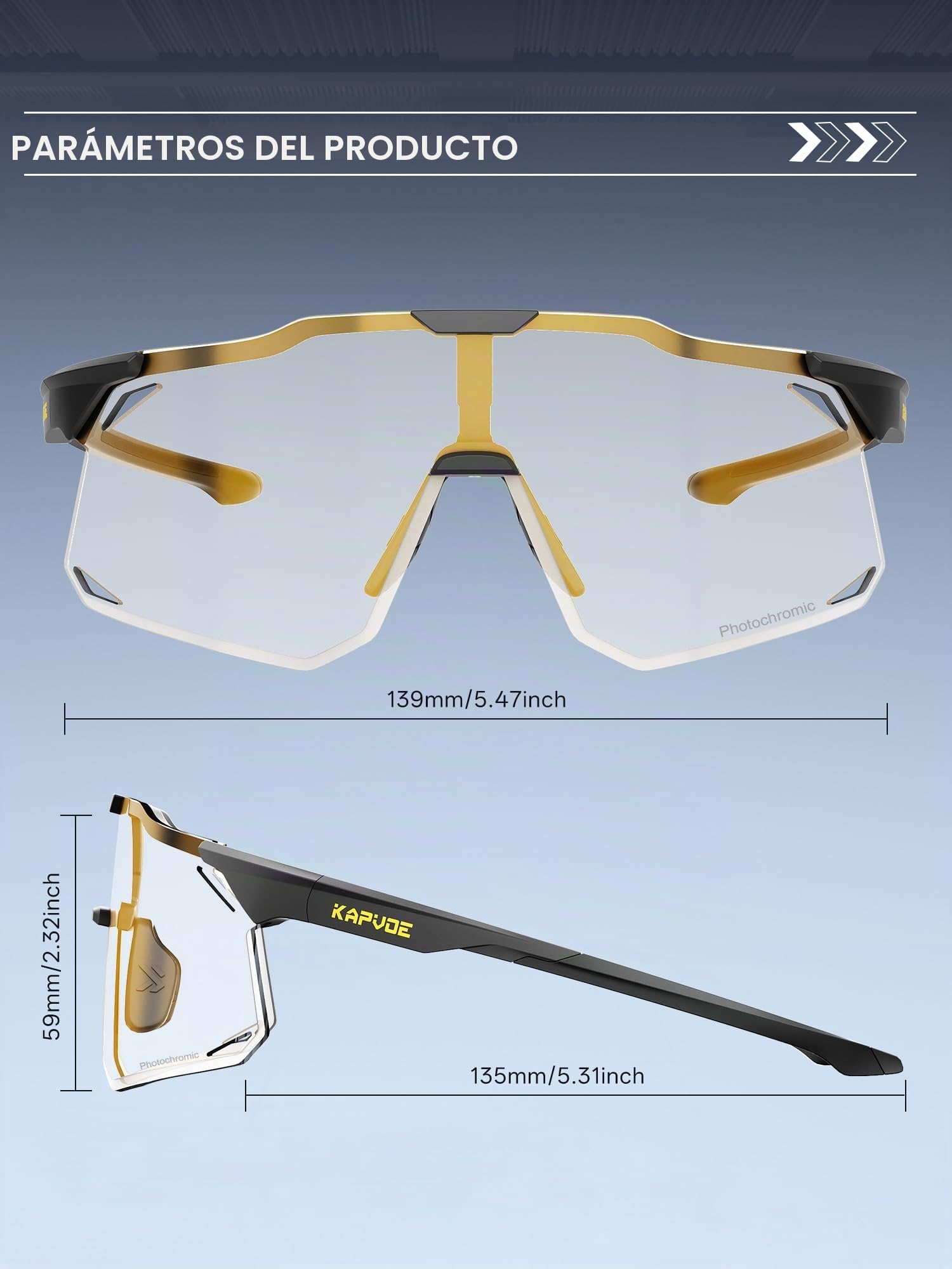 KAPVOE Gafas Ciclismo Fotocromáticas Hombre Mujer MTB Bicicleta K347