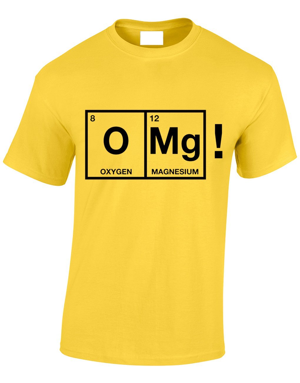 Crown Designs Men's Yellow Omg Chemical Symbols Cool Funky Geek Nerd For & Teenagers T-Shirts Tops - /Small
