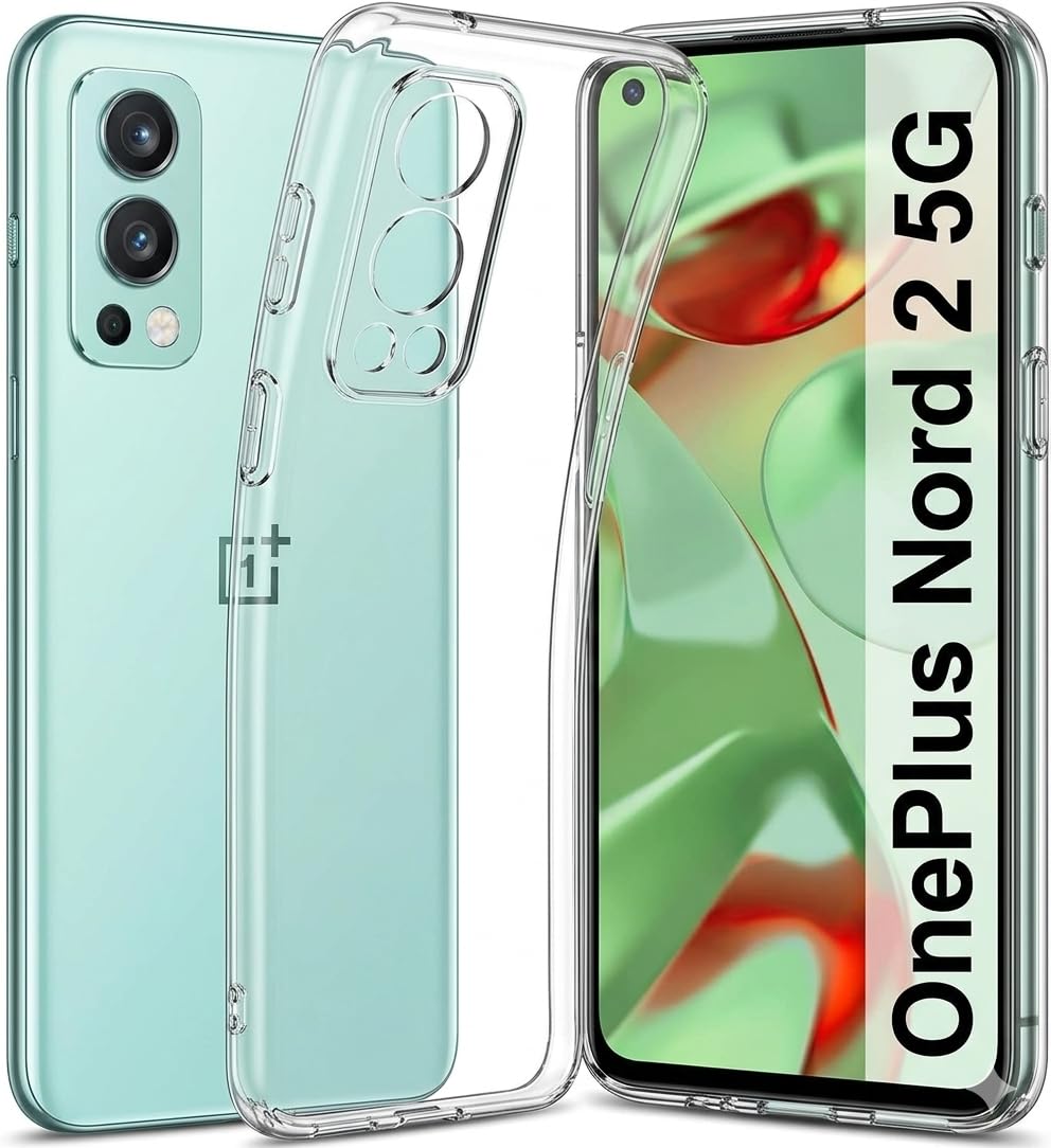 JANAK RAJ Soft Crystal Clear Back Case Cover Compatible with OnePlus Nord 2 5G / 1+ Nord 2| 100% Transparent Shockproof Silicone 360 Protective Design - Clear