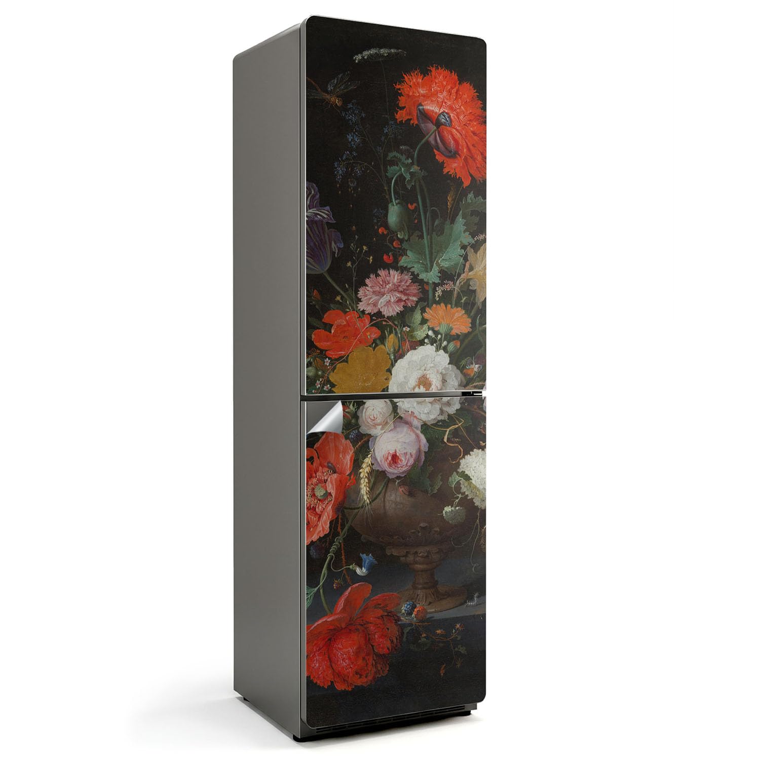 Sticker cuisine pour frigo bouquet de fleurs film adhésif déco buffet salle à manger