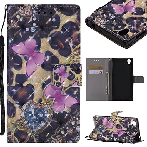Coque Sony Xperia haute, Xperia Xa1 Coque Peinture 3d Motif cuir PU Support magnétique Folio Flip Wallet Housse Coque antichoc avec emplacements pour cartes pour Sony haute, F, Xperia XA1