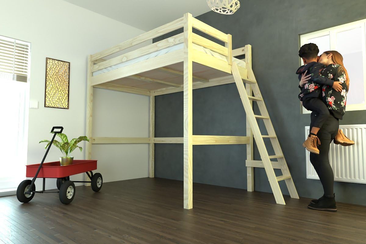 Lit Mezzanine 120x200 Cm Bois Massif – ABC Meubles – Avec Bureau Intégré – Occasion