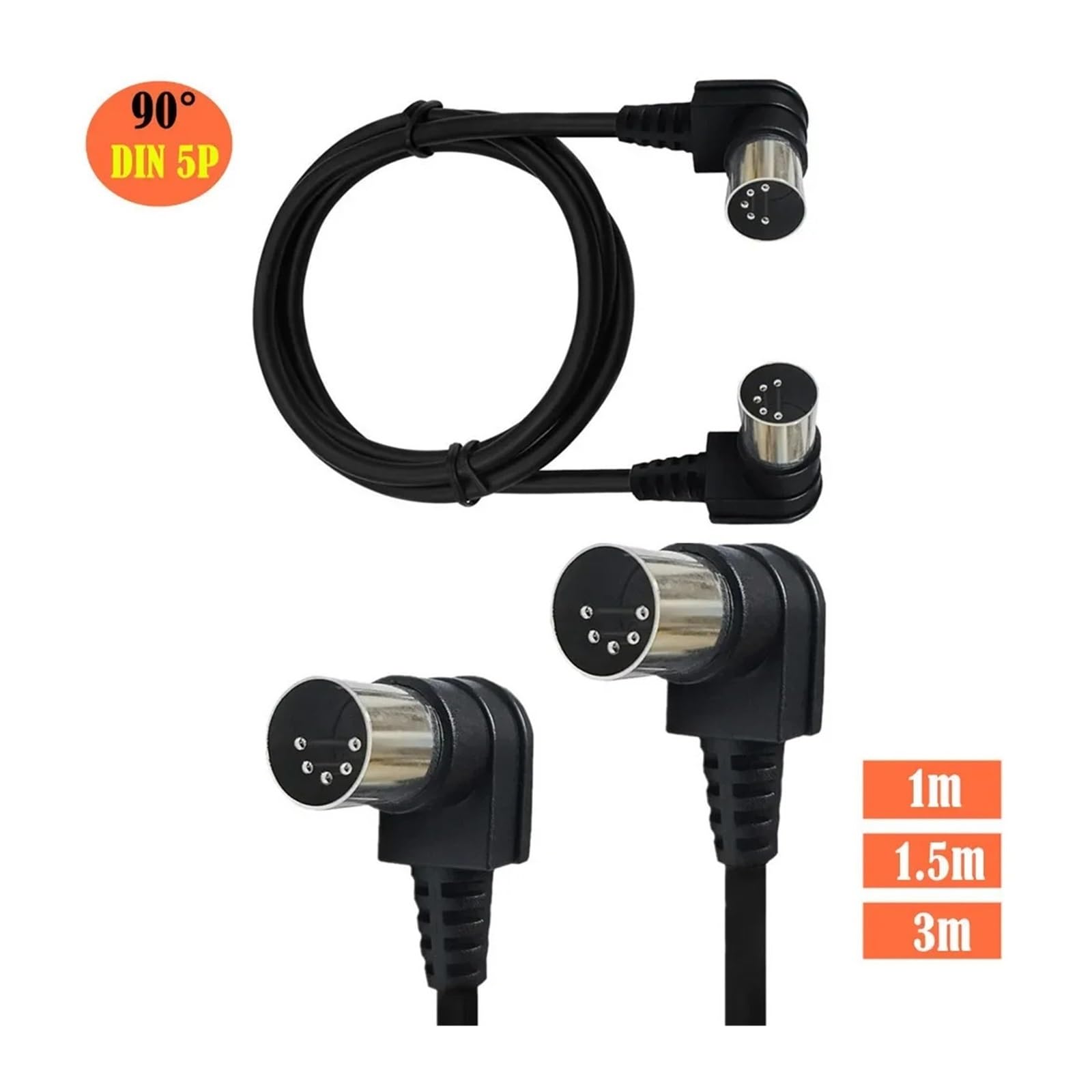 Spina MIDI DIN 5 Poli Maschio-maschio A 90° | Cavo di prolunga audio DIN a 5 pin 0,5 m 1 m 1,5 m 3 m 5 m(DIN 5pin Male-Male,5M)