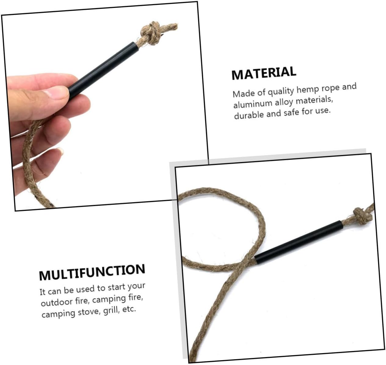 UPKOCH 3Pcs Camping Fire Starter Jute Rope Wax Fire Rope for Ignition Essential Camping Gear for Outdoor BBQ Hiking and Emergency Preparedness