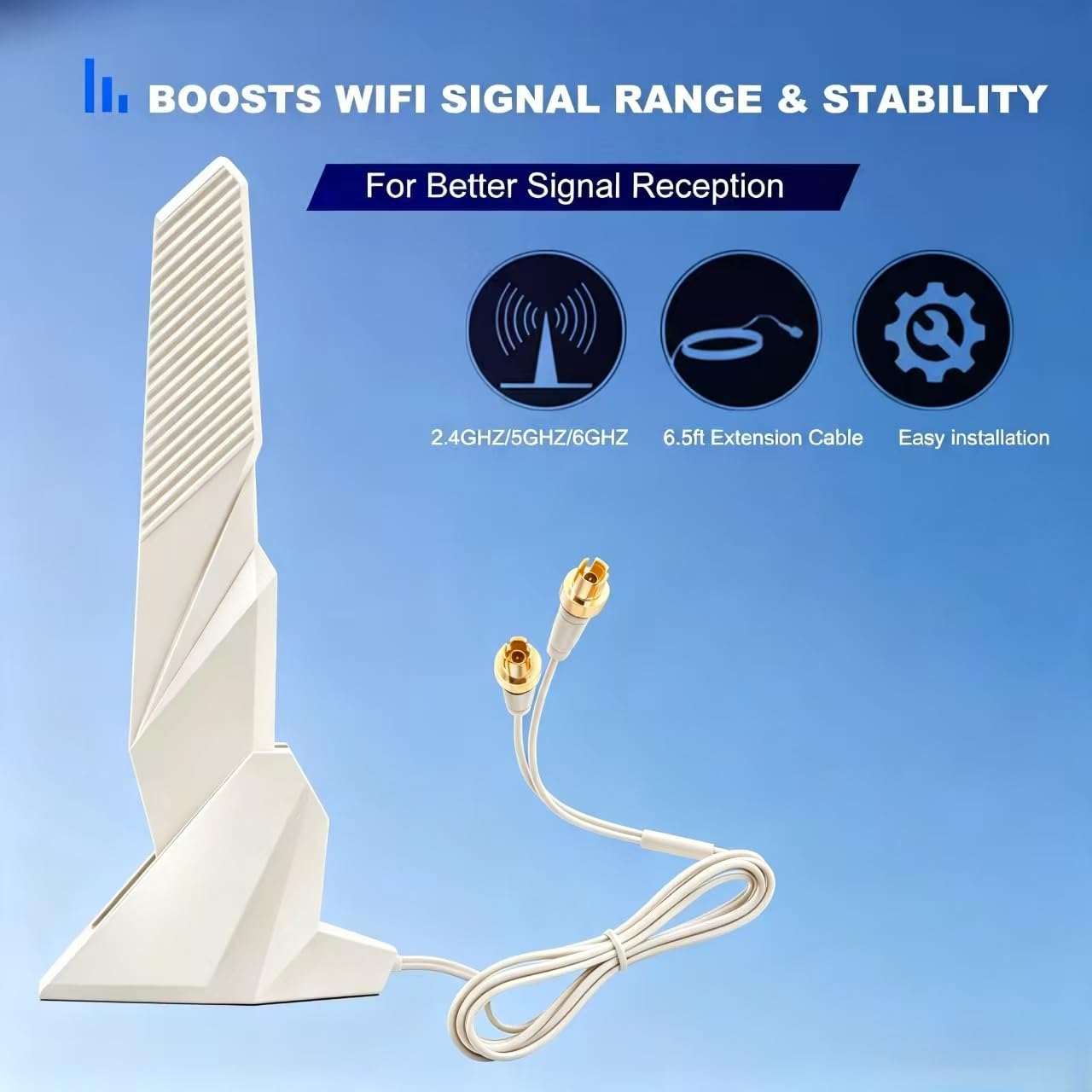 Antenne de remplacement pour carte mère WiFi 7 EZ-Plug (Blanc) | Support magnétique, connecteur EZ-Plug compatible WiFi 7, antenne de rechange, pour carte mère de jeu