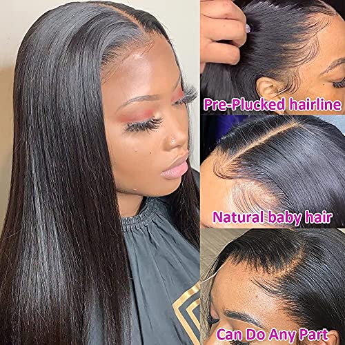 Derrickris 22 Inch Straight Lace Front Wigs 10A Brazilian Virgin Human Hair Pre Plucked 13X4 Frontal Wigs Hd Transparent Lace Wig For Black Women #TOP2