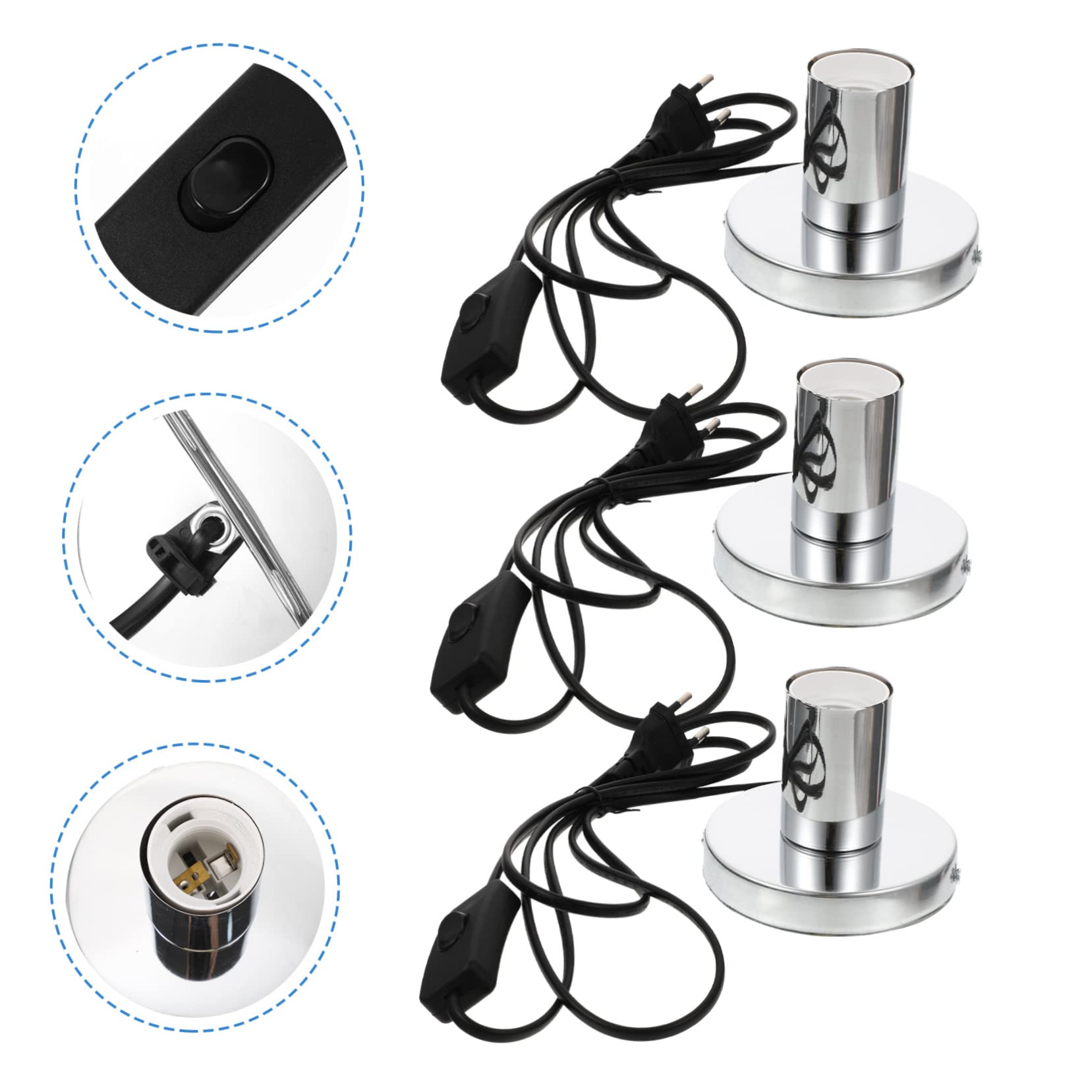 HOMSFOU 3stücke Lampenfassung Mit Kabel Tischlampenfuß Glühbirnenhalter Für Diy Beleuchtung Kompatibel Mit Birnen Für Heim Büro Und Bar