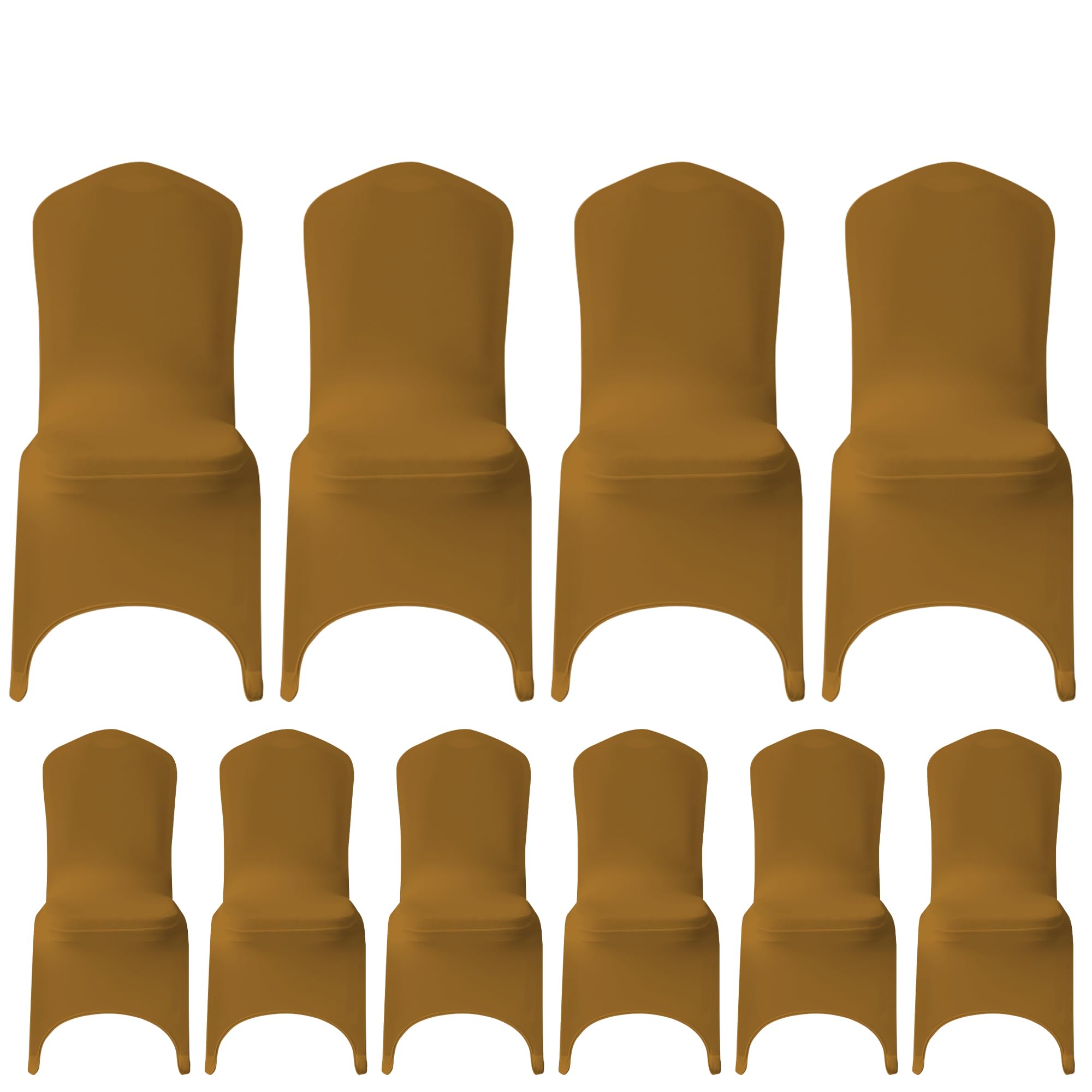 WedDecor Universal Wedding Chair Covers, 10Pcs Gold Spandex Stretch Dining Chair Slipcovers, Washable Banquet Chair Covers for Parties, Events & Celebrations