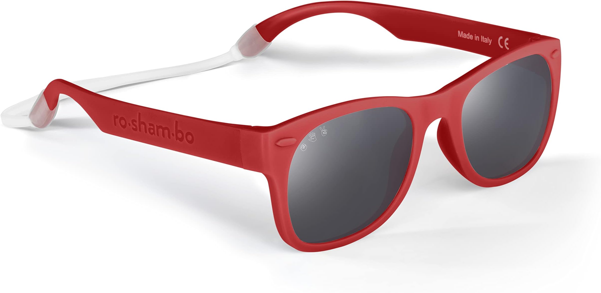 ROSHAMBO Unbreakable Baby Sunglasses with Strap BPA-free – Girls Boys 0-24 months Infants – Polarized Lens, Assembled in USA