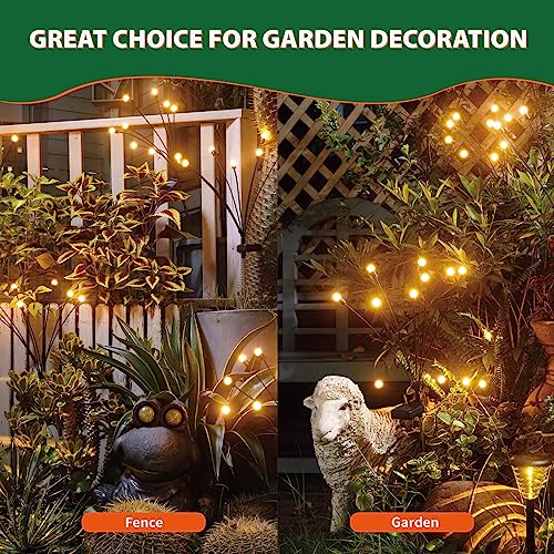Crileal 8Led Solar Powered Firefly Lights,Outdoor Waterproof,Starburst Swaying Solar Lights, Garden Lights For Path Landscape Outdoor Decorative Lights White Warm 4Pack #TOP3