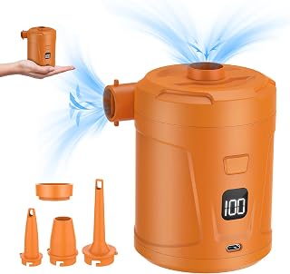 5200mAh Electric Air Pump for Inflatables, Air Mattress Pump Portable with LED Display Screen & 4 Nozzles, Inflator/Deflator Pumps for Pool, Paddle Boats, Camping, Swimming Ring