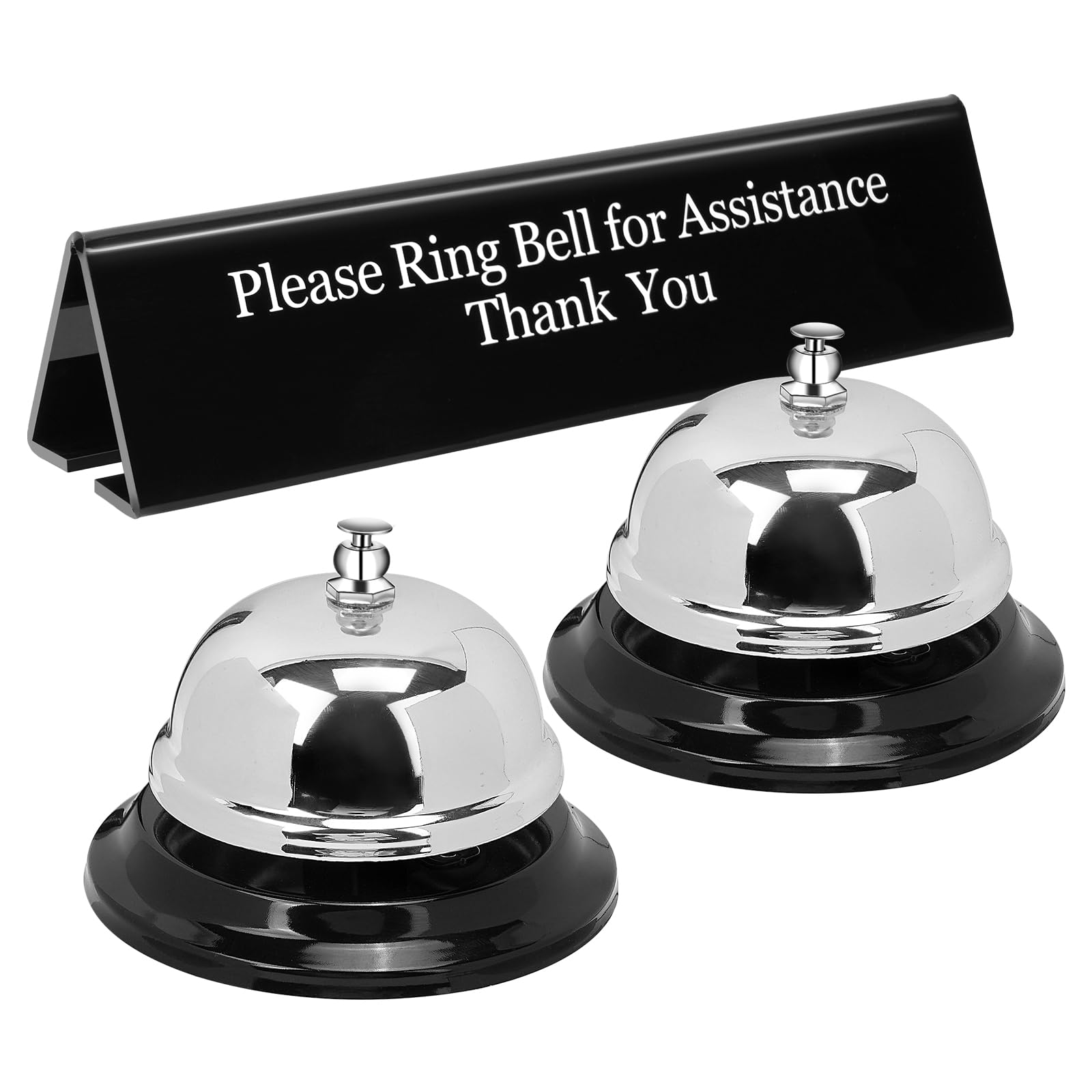 UCEC Desk Bell for Service, Ring Bell Sign, Dinner Bell for Inside, Call Bell & Double-Side Please Ring Bell Sign, No Receptionist, Reception for