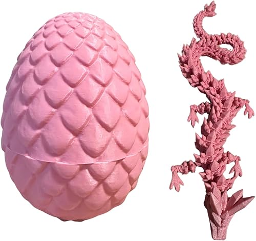 Huevo sorpresa  Dragón articulado  Dragón de cristal  Juguete para ansiedad para autismo TDAH  Regalo impreso en 3D (rosa, bebé de 8 pulgadas)