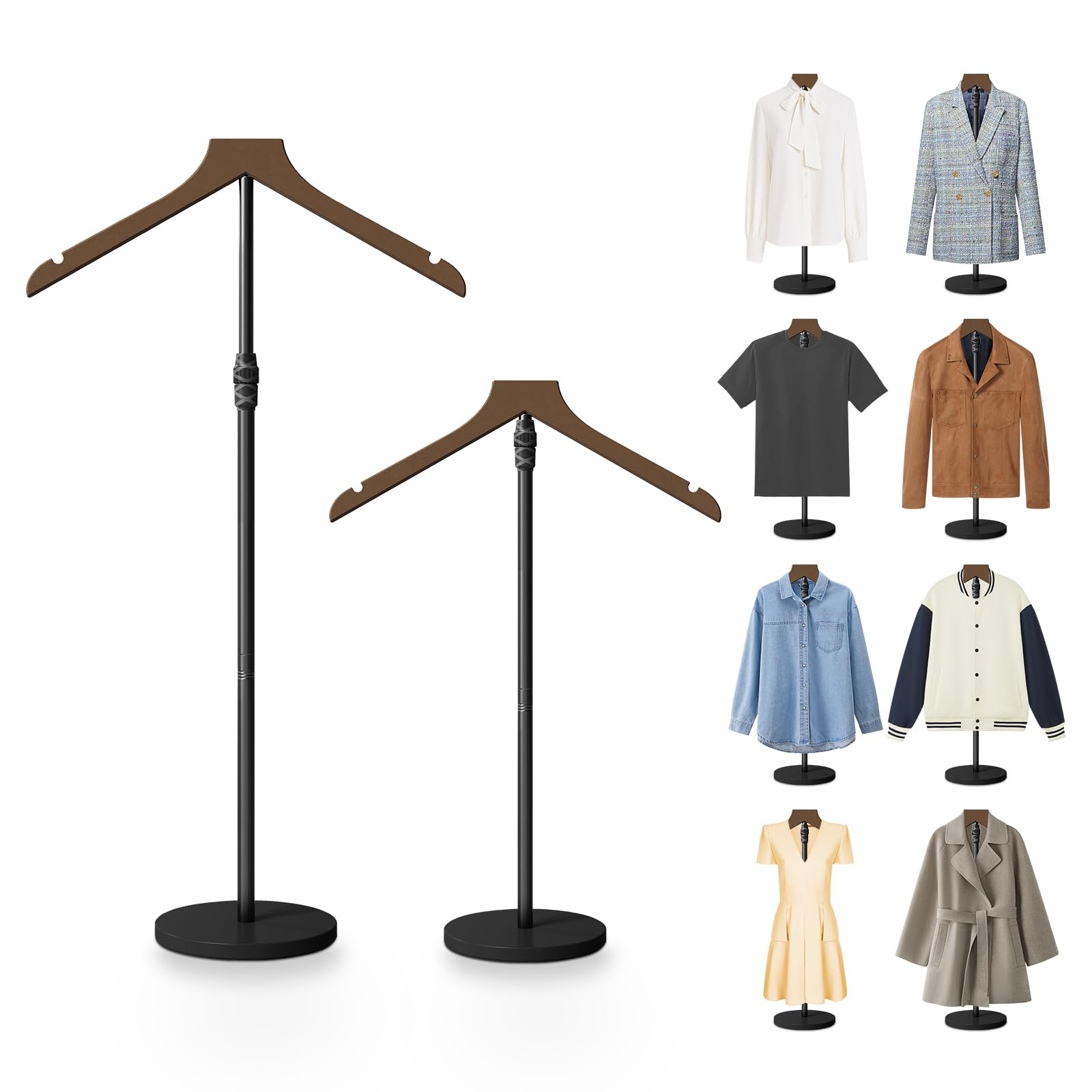 Photo 1 of 2 Pack Mannequin Torso, 30 to 41 Inch Height Adjustable Shirt Display Stand for Vendors Shop Graduation Party, Stable Ease Assembly Dress Form Clothes Garment Rack, Jacket Coat Hanger Stand, Brown
