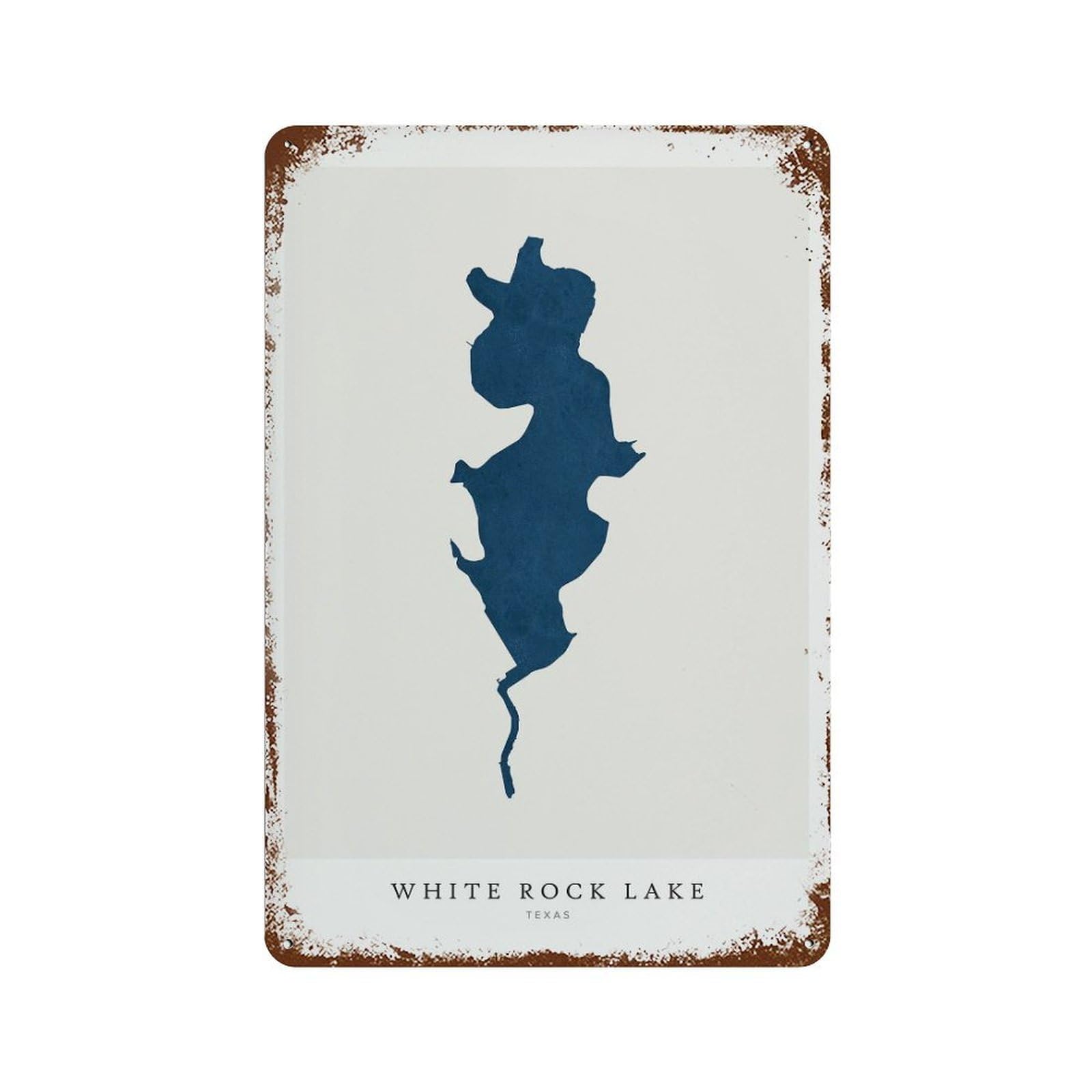 xiaoxiaoshen White Rock Lake Map House Gift Texas Wall Decor Art Metal Tin Poster Modern Home Decor Art Home Bar Shop Decorations Vintage Sign 30x20cm