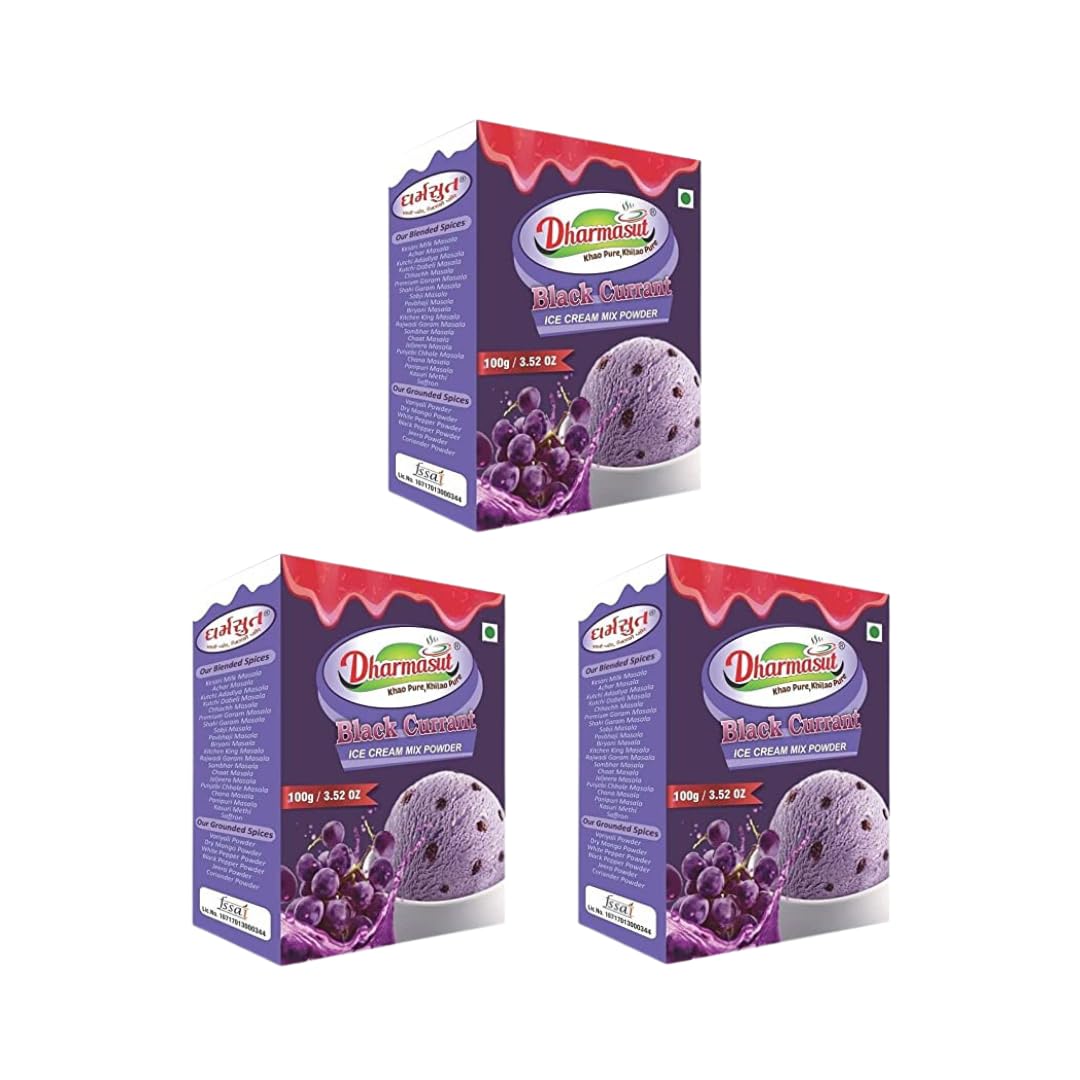 Dharmasut Black Currant Ice Cream Mix Powder 100g (Pack of 3) Amazon
