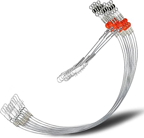 Miniatura 12 de YOTO Líderes de pesca, aparejo de aparejos de acero inoxidable con señuelo de aparejos giratorios a presión, líder de alambre de agua salada, líder