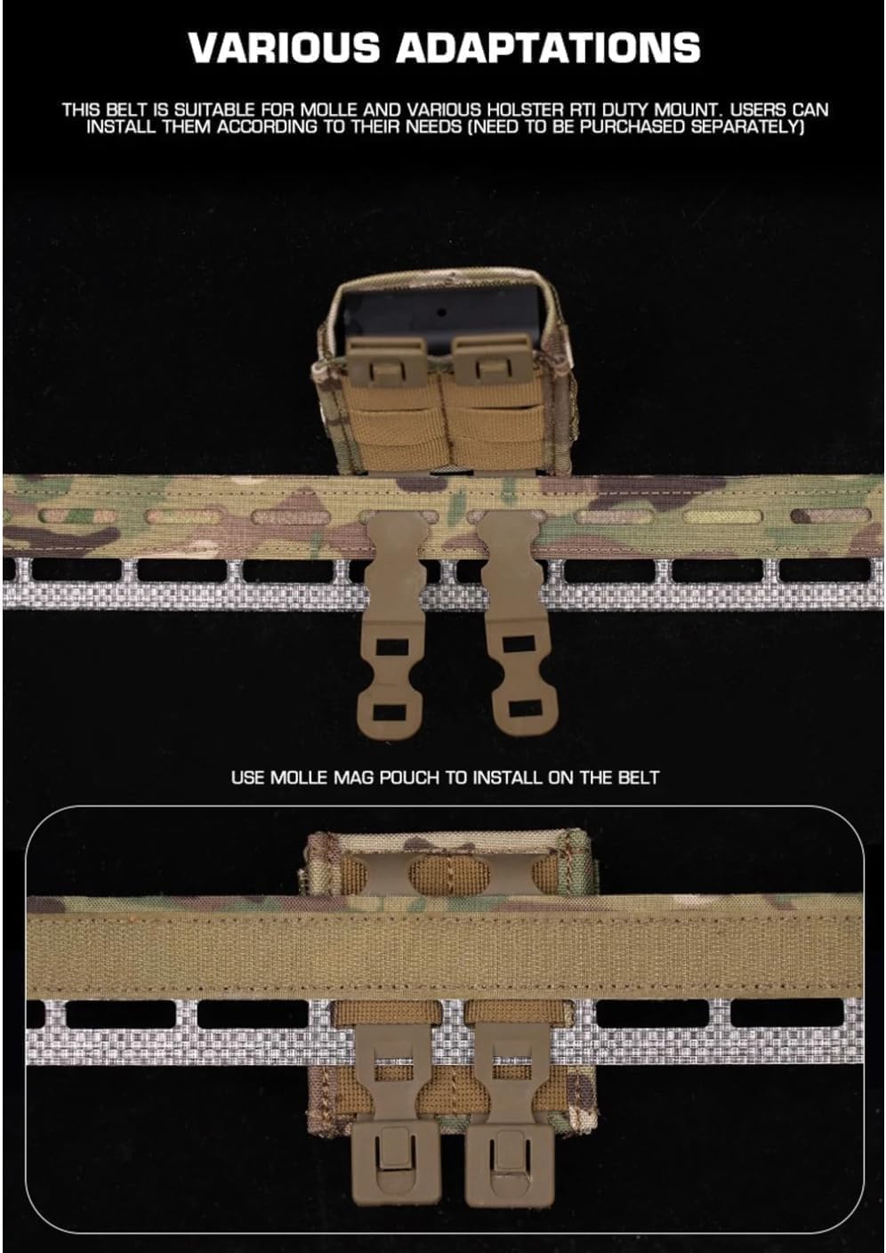 Tactical Molle Belt 2 in 1 Lightweight Hunting Military Battle Belt Replaceable Buckle Airsoft Shooting Belt Equipment