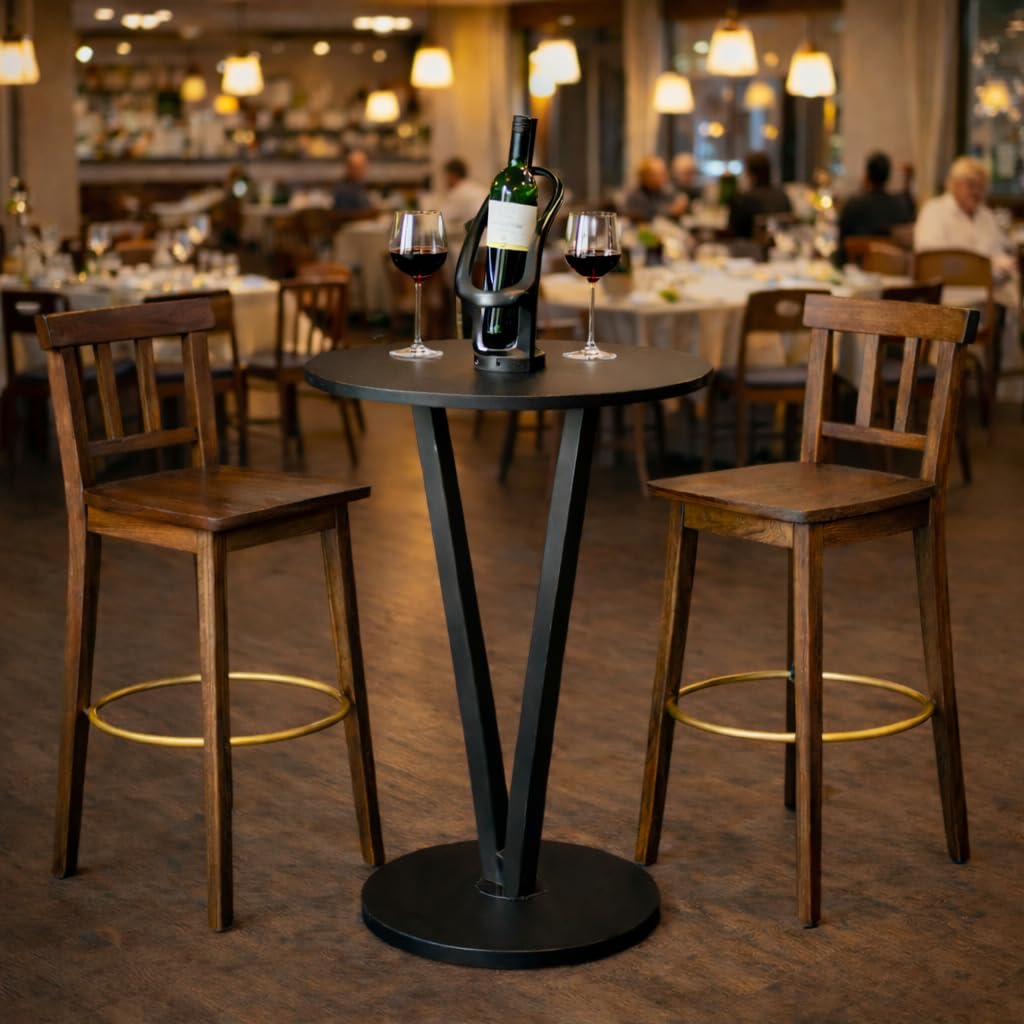 MTANK High Height Round Bar Table – Modern Bistro Pub Table with Metal Base, Small High Top Cocktail Table for Home, Kitchen, Party, and Cafe – White & Black Finish (High Height) 4