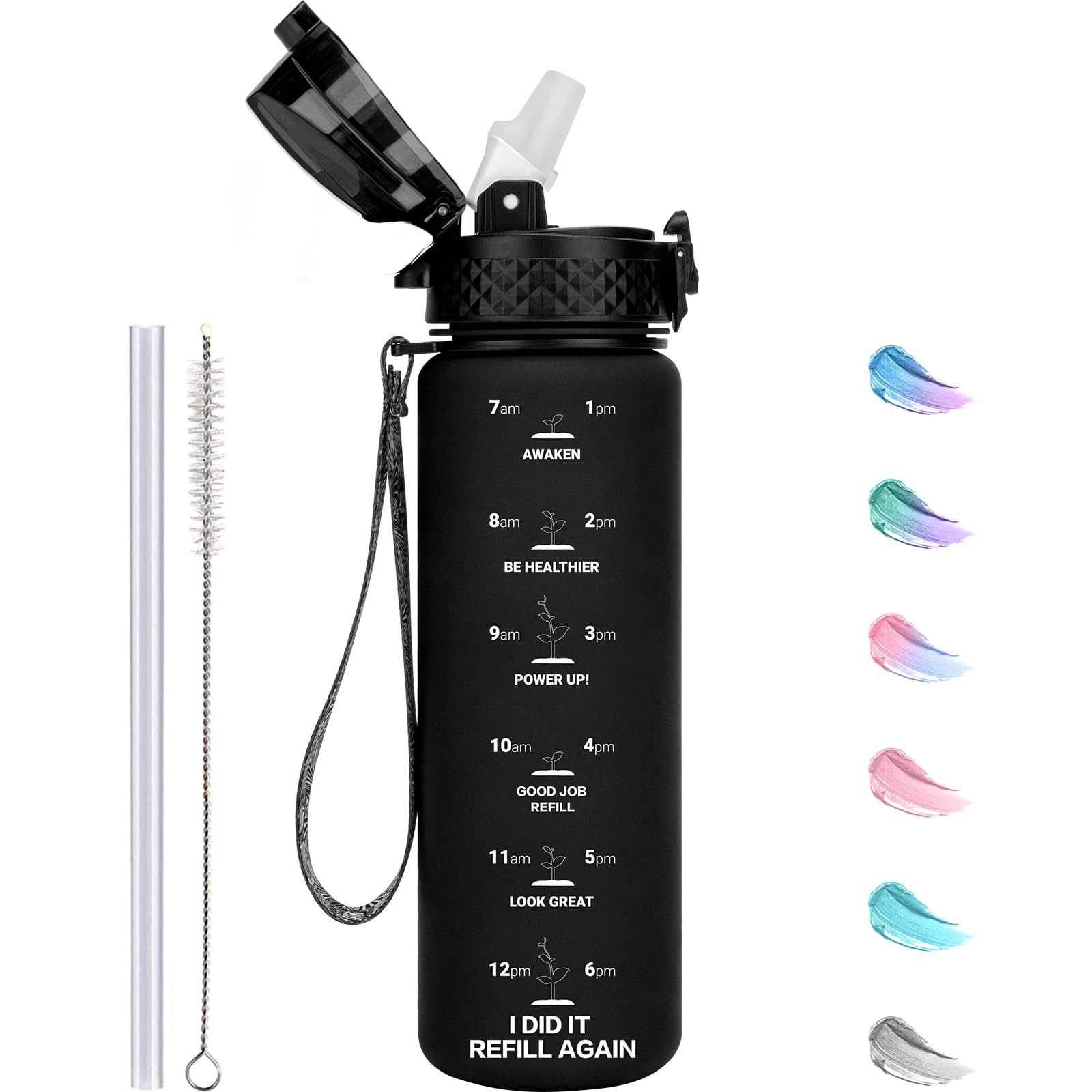 Borraccia Bambini GOPPUS 500ml Con Cannuccia - Senza BPA, Motivazionale Con Marcature Tempo | Tritan Sportiva - Foto 2