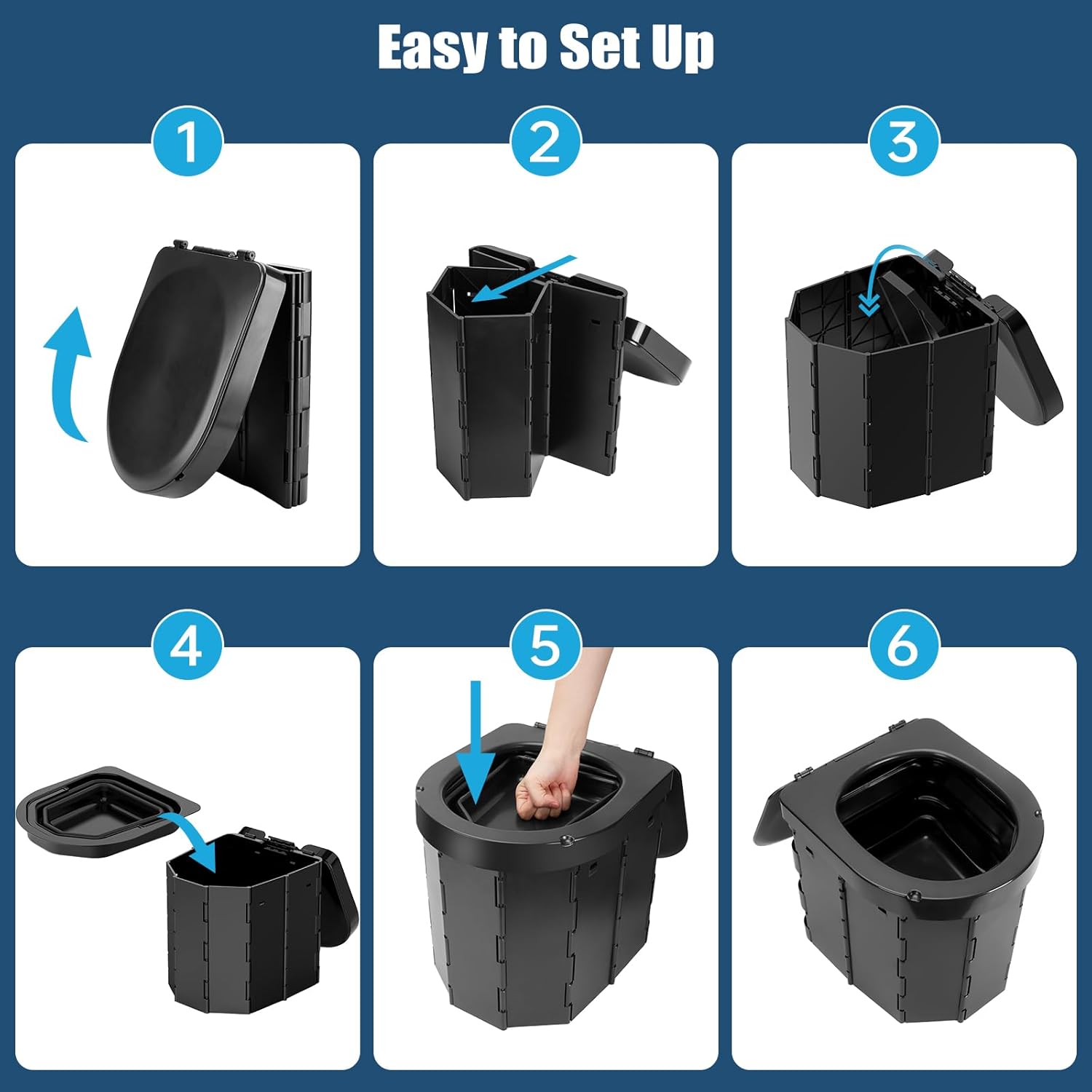 WADEO Upgraded Camping Toilet with Liner, Portable Toilet for Adults with Sturdy Support & Comfortable Seat, Travel Toilet with Lid & Toilet Roll Holder, Perfect for Camping, Trip, Car 9 61JOE6edDTL. AC SL1500