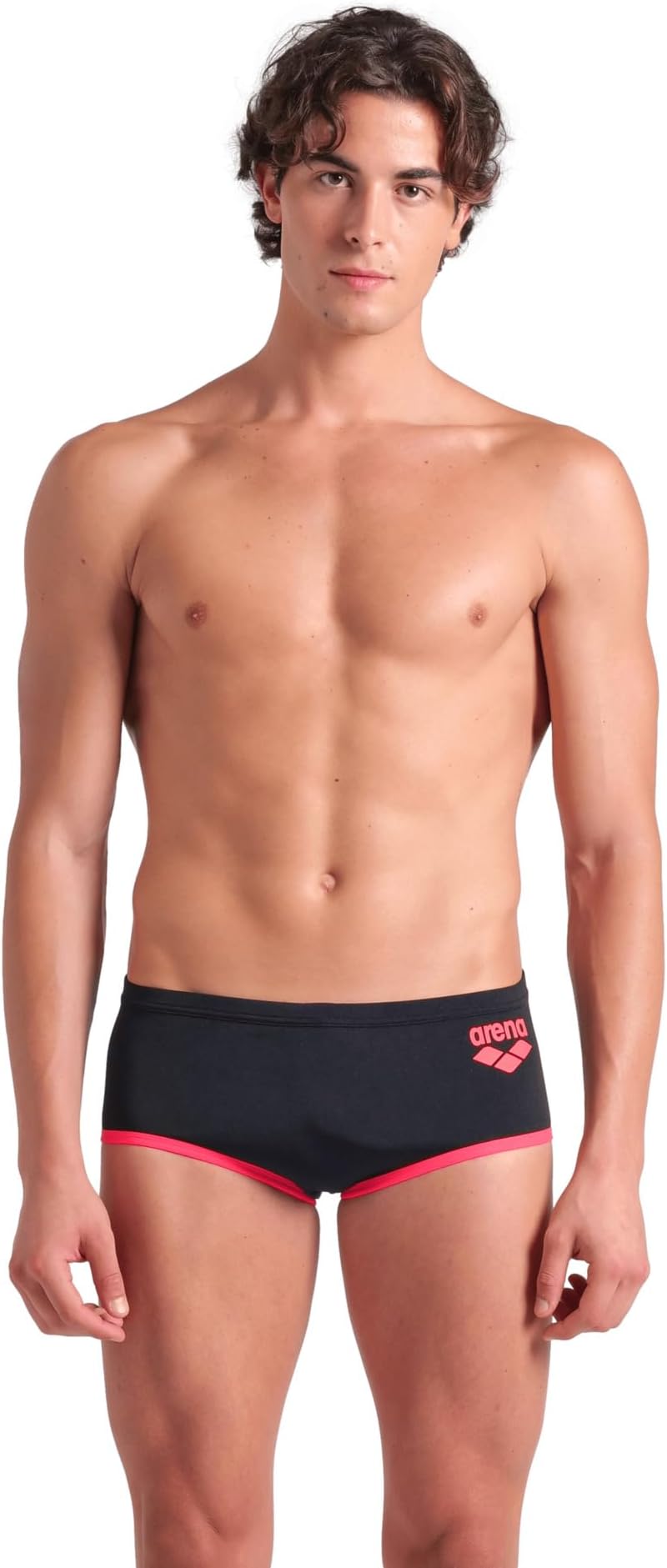 Men's One Big Logo Low-Waist Swim Short Pool Practice Athletic Swimsuit Bottom Pro Swimmer