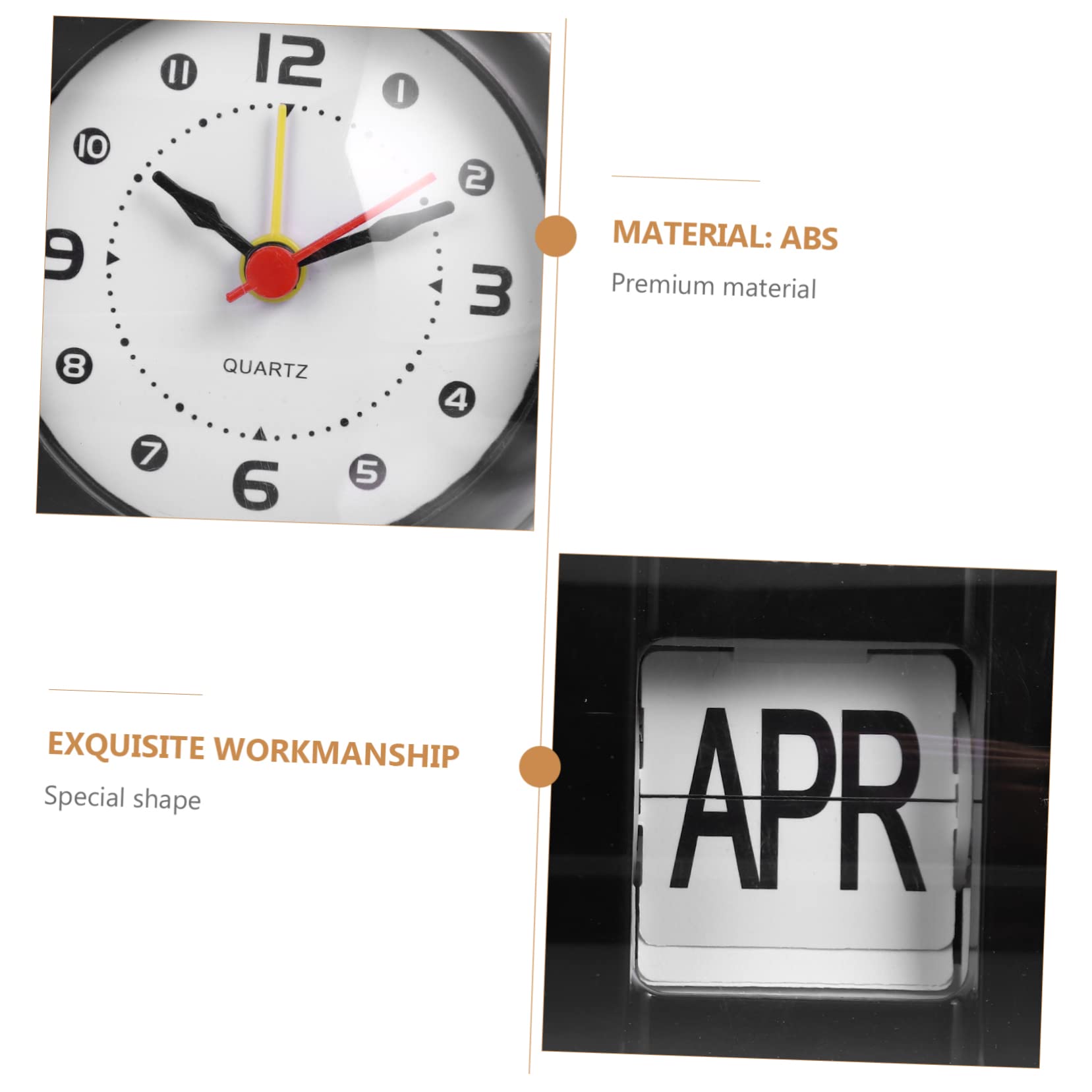 NUOBESTY Dauerkalender mit Uhr Manueller Kalender aus Abs-kunststoff Heimbürokalender mit Tag Monat und Datum Tischkalender für Schreibtisch für Zuhause und Büro