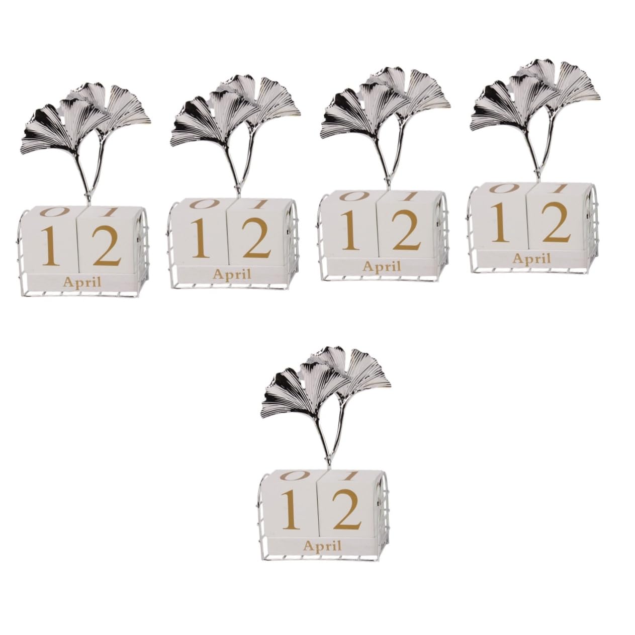SHINEOFI 5pezzi Calendario Da Tavolo Con Blocchi Rotanti Per Ufficio e Casa Decorazione Vintage Per Scrivania Di Compleanno e Festività Stile Elegante Con Foglie Di Ginkgo